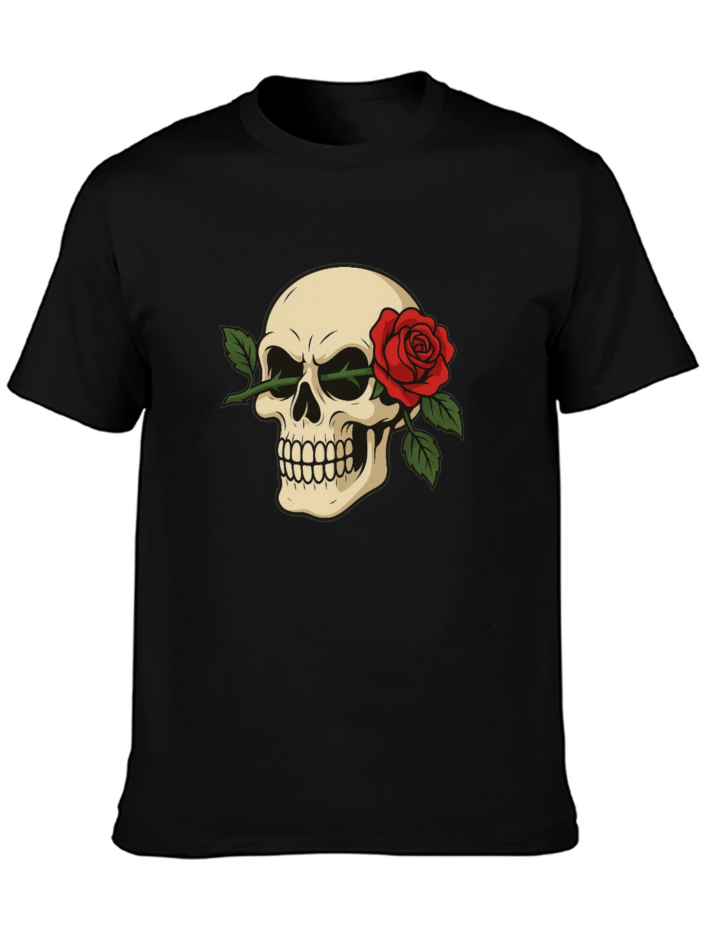 Skull & Rose Graphic Tee - Edgy Style
