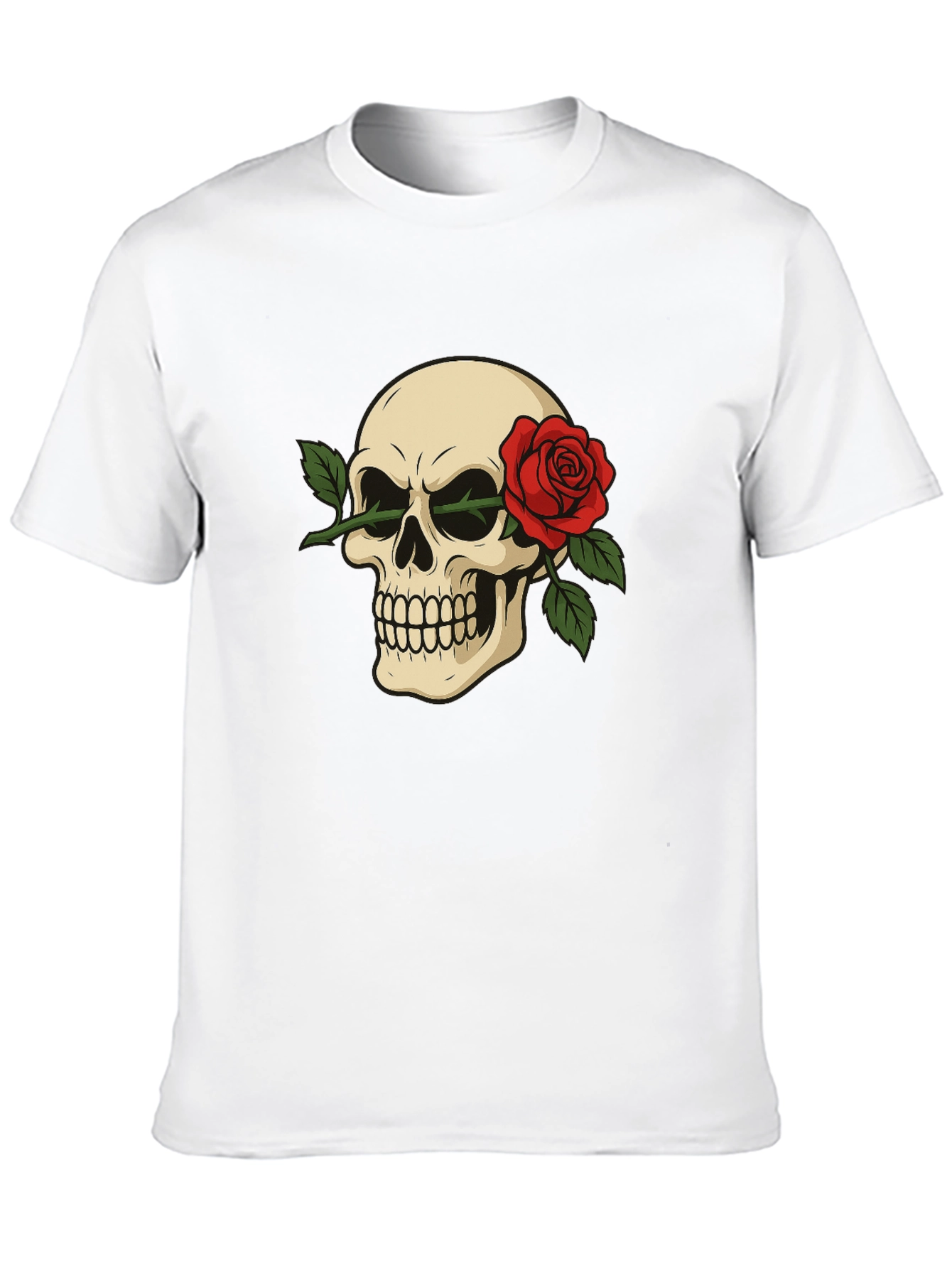 Skull & Rose Graphic Tee - Edgy Style