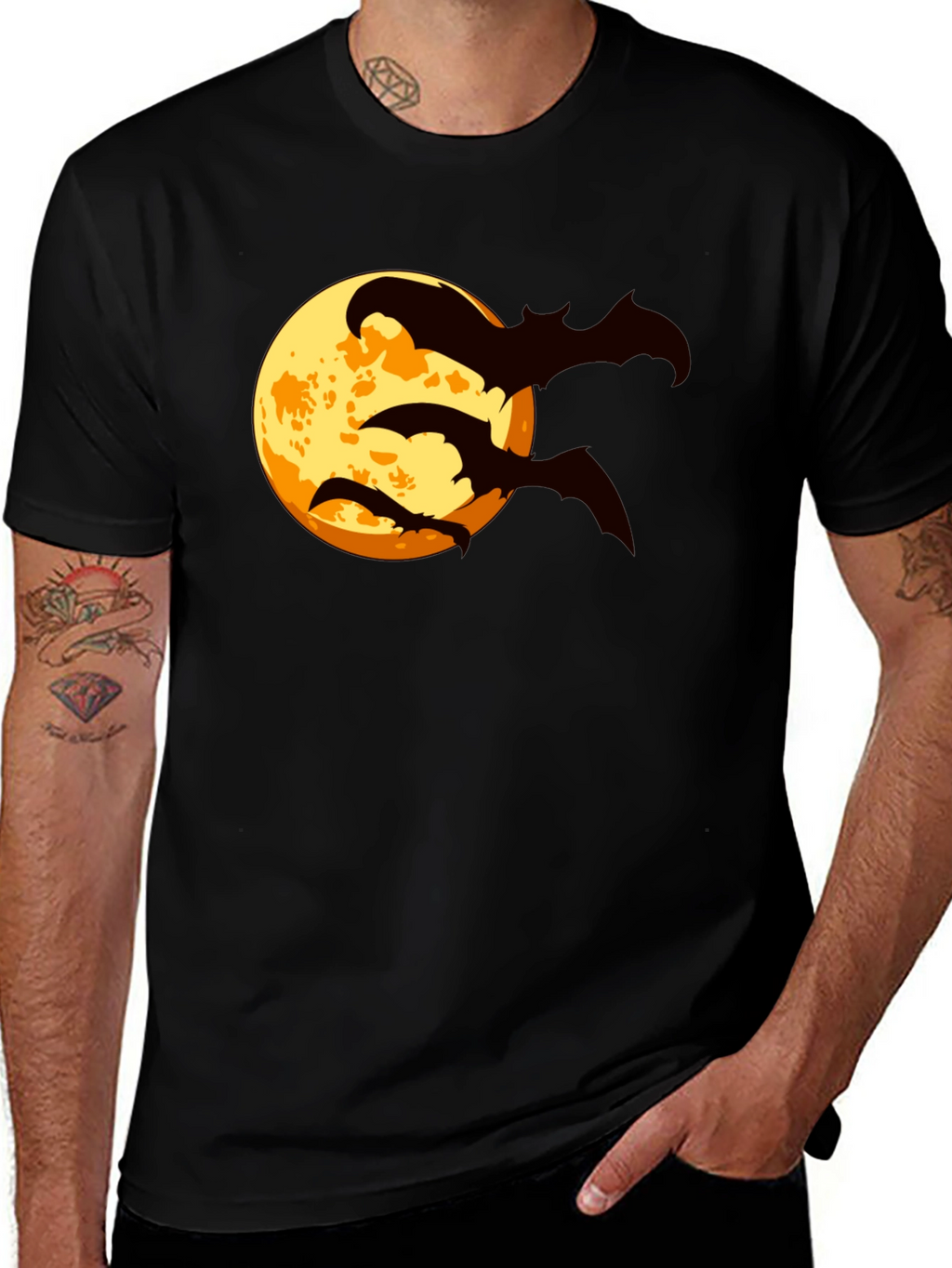 Halloween Bat Moon Graphic T-Shirt