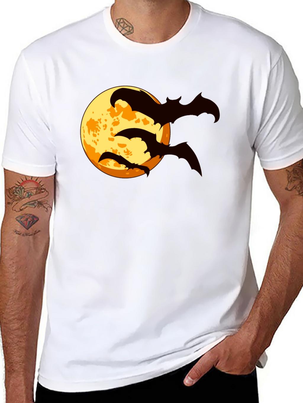 Halloween Bat Moon Graphic T-Shirt