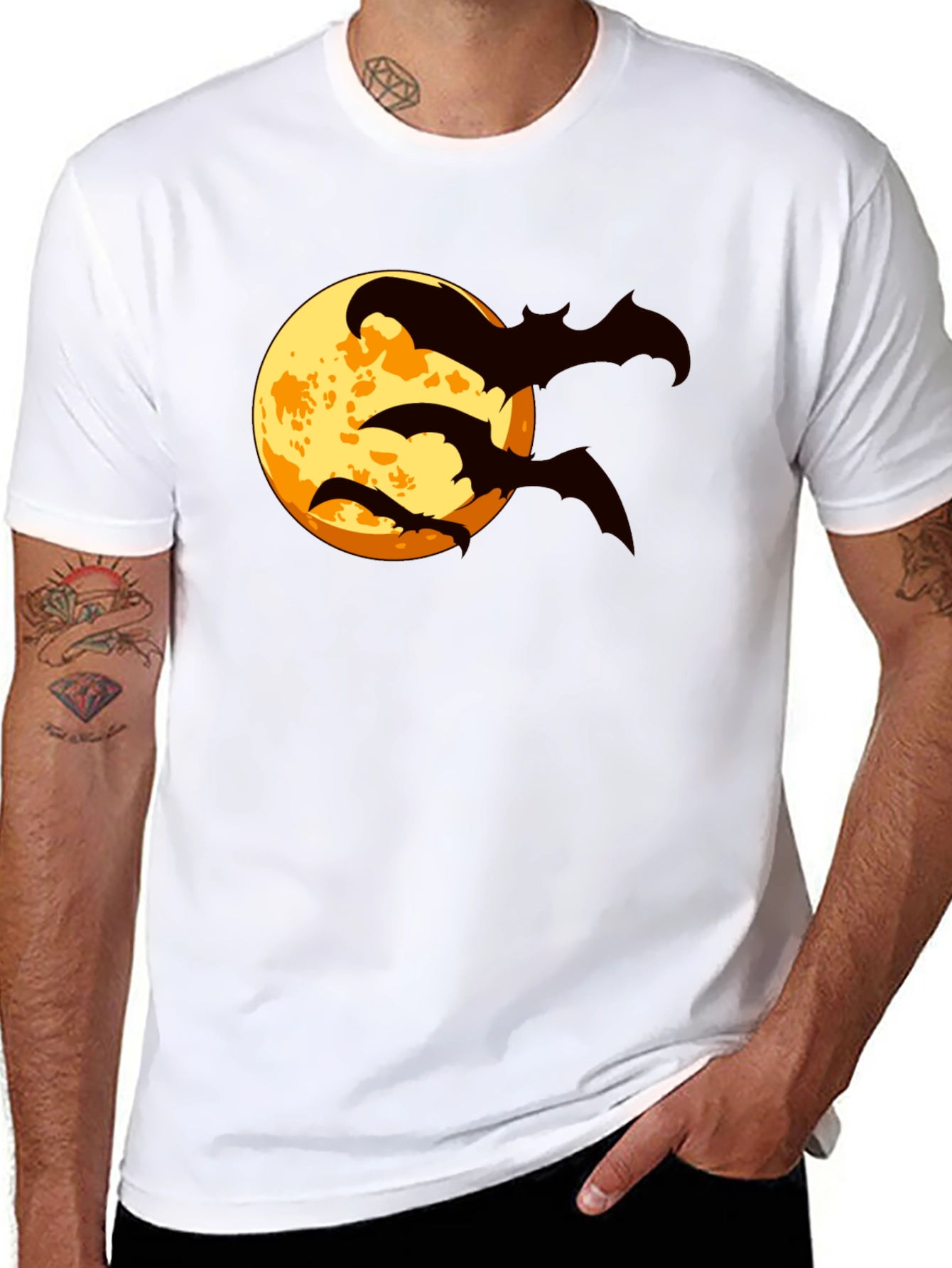 Halloween Bat Moon Graphic T-Shirt