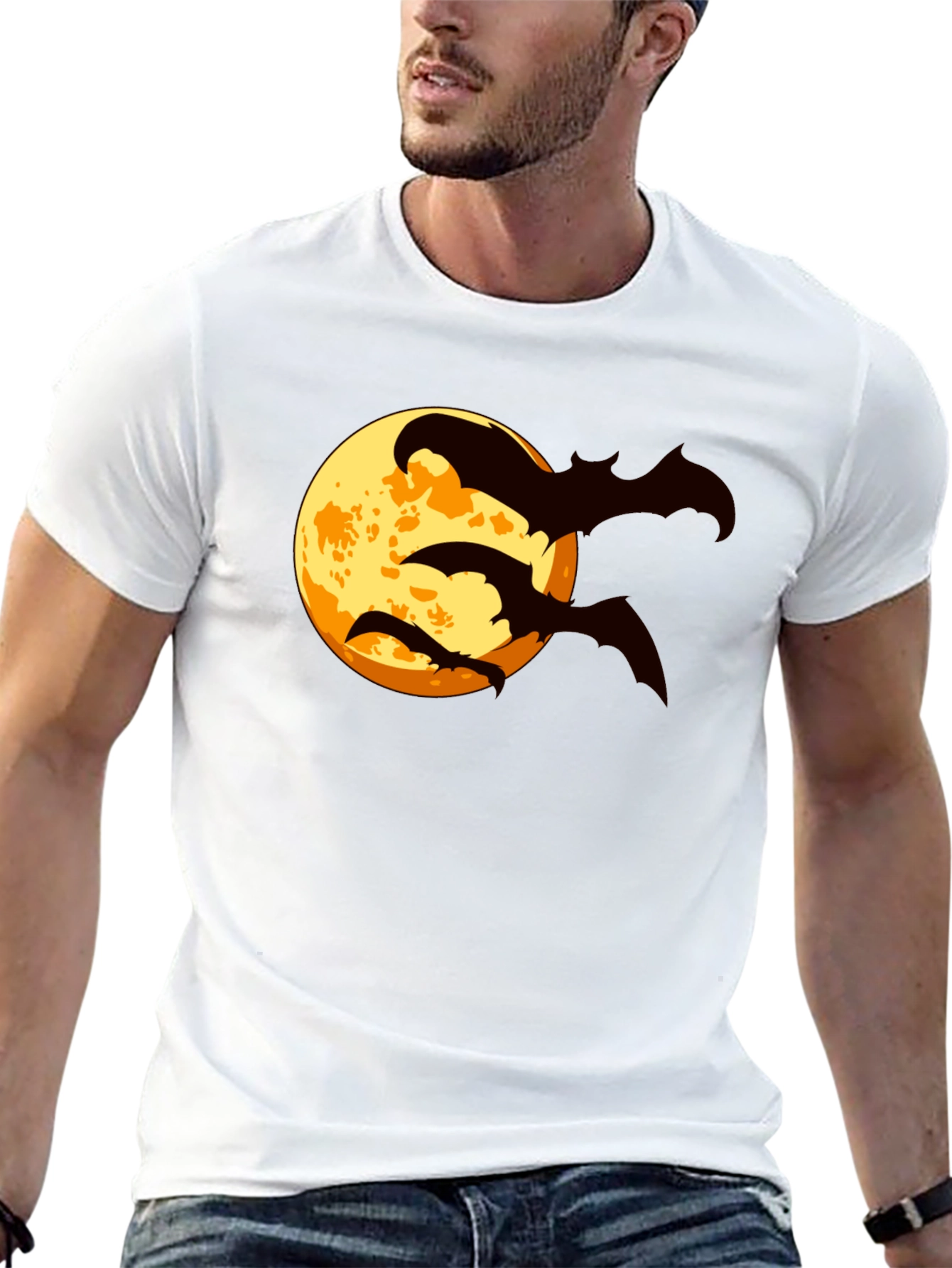 Halloween Bat Moon Graphic T-Shirt
