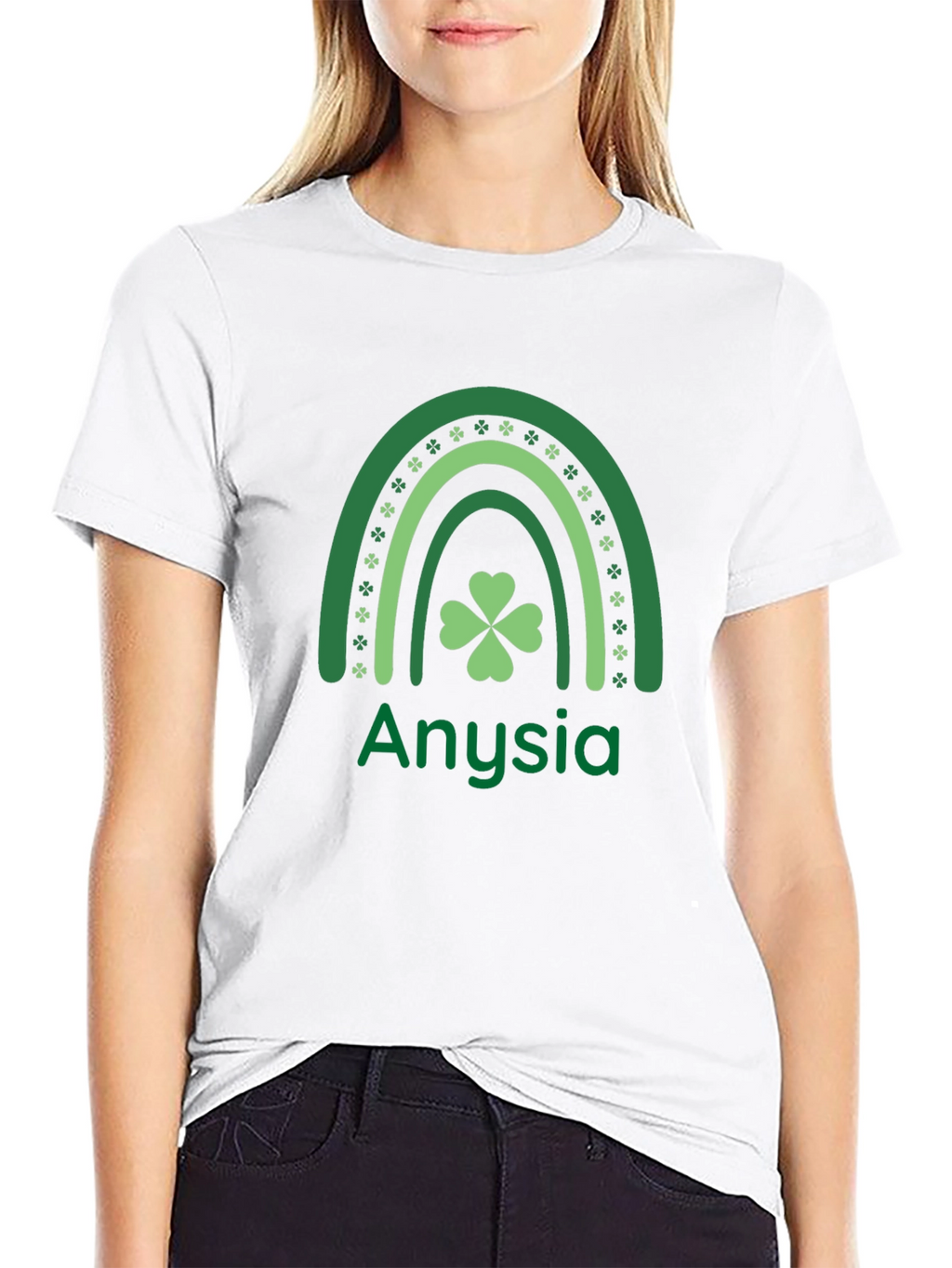 Anysia St. Patricks Day Shamrock Rainbow T-Shirt