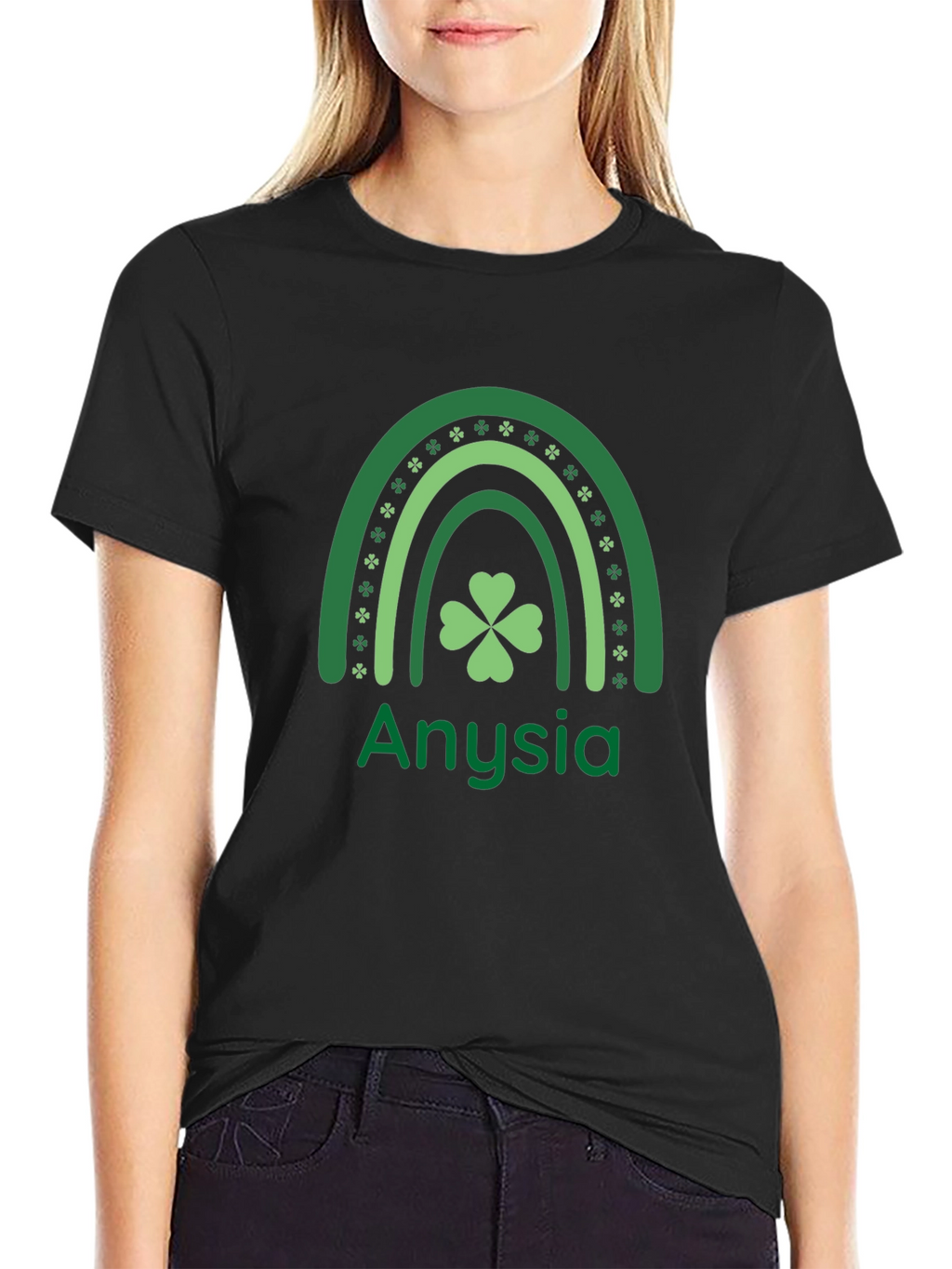 Anysia St. Patricks Day Shamrock Rainbow T-Shirt