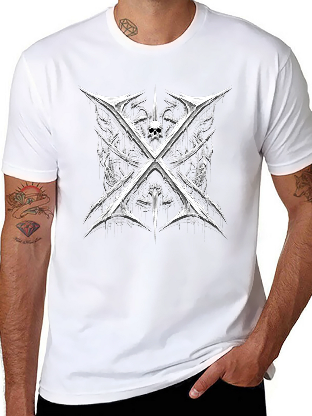 Skull & Blades Graphic Tee - Black