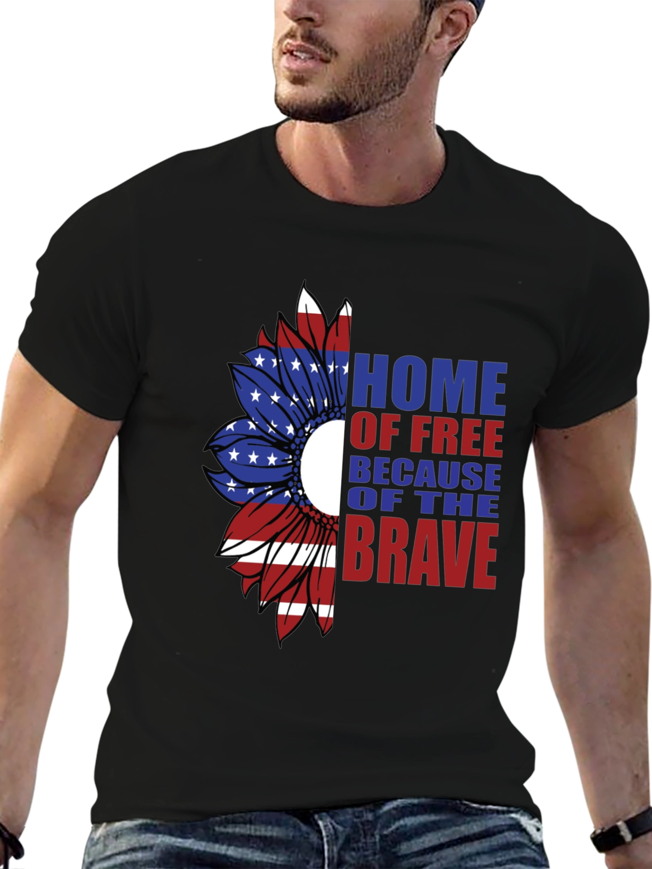Patriotic Sunflower Graphic T-Shirt