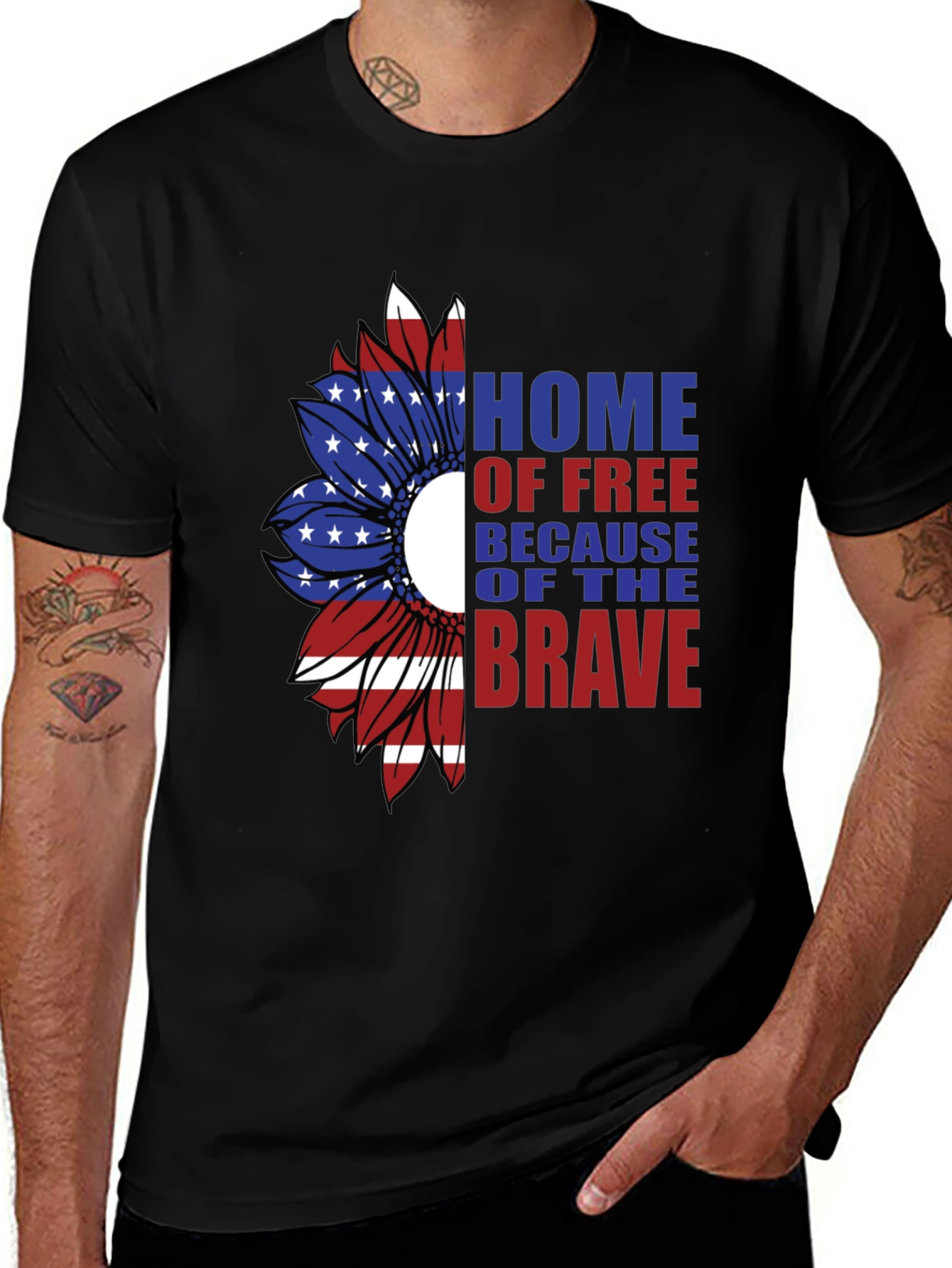 Patriotic Sunflower Graphic T-Shirt