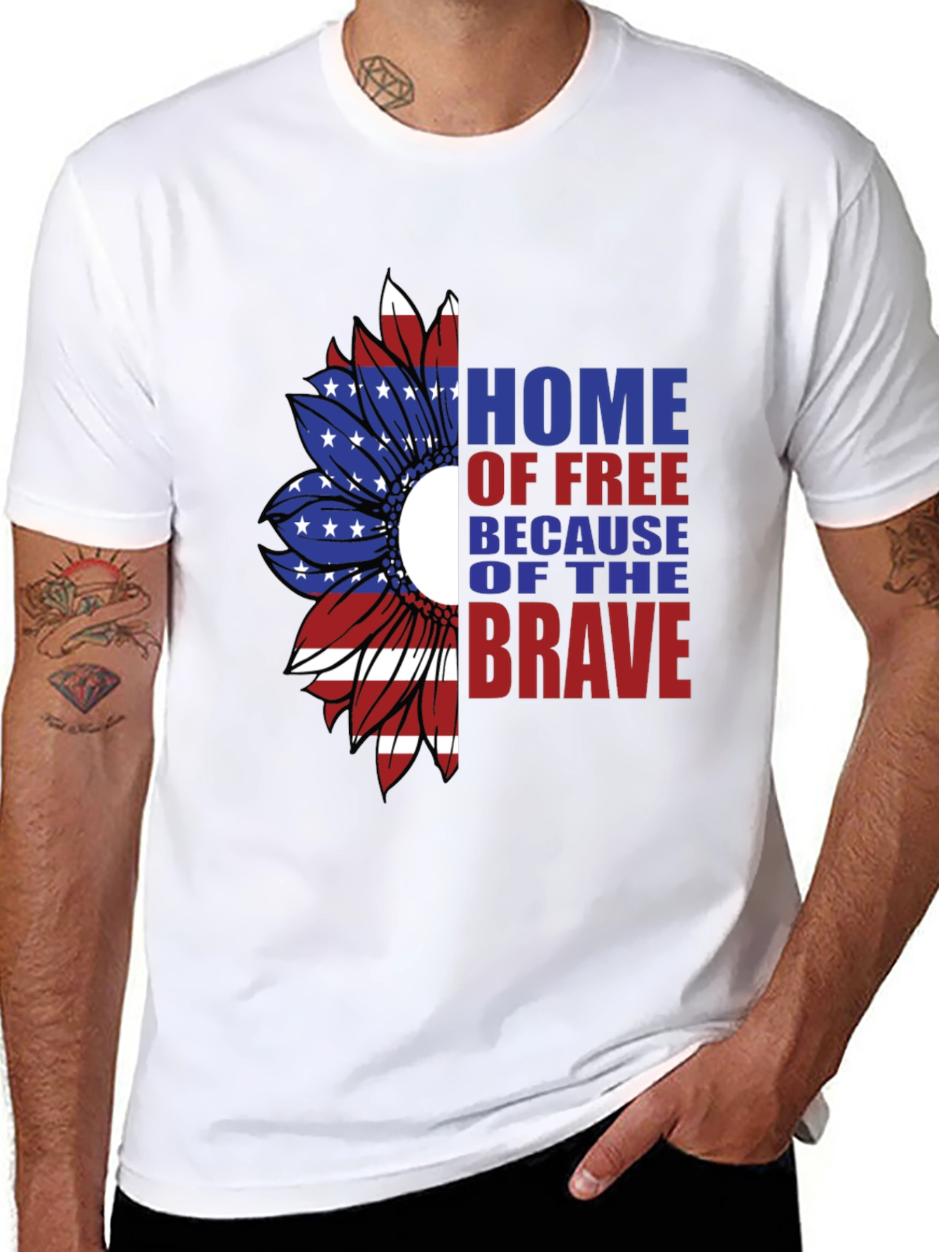Patriotic Sunflower Graphic T-Shirt