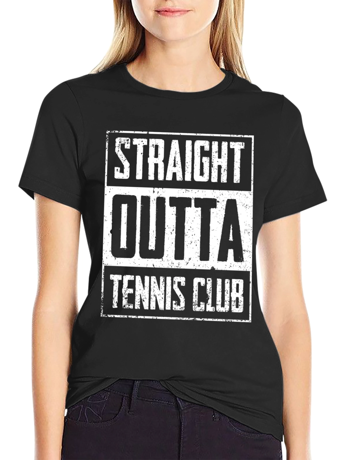 Straight Outta Tennis Club Black Graphic Tee