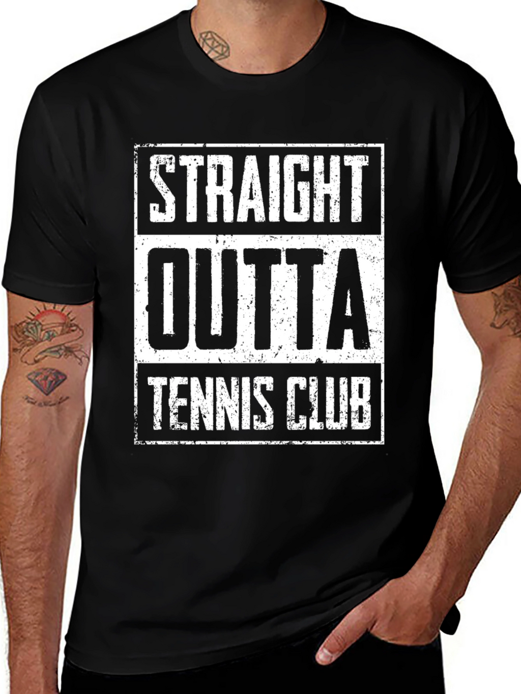 Straight Outta Tennis Club Black Graphic Tee
