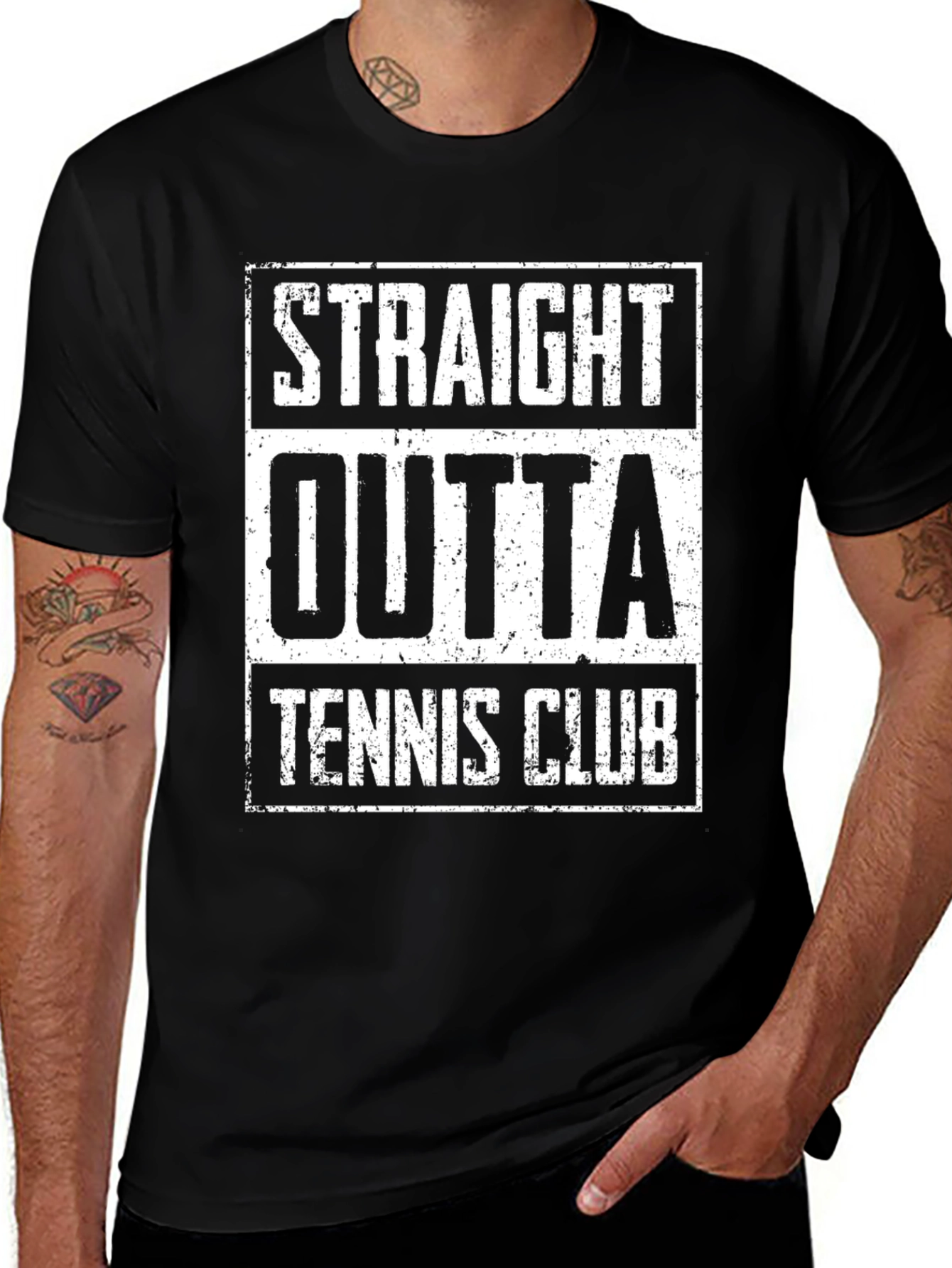 Straight Outta Tennis Club Black Graphic Tee