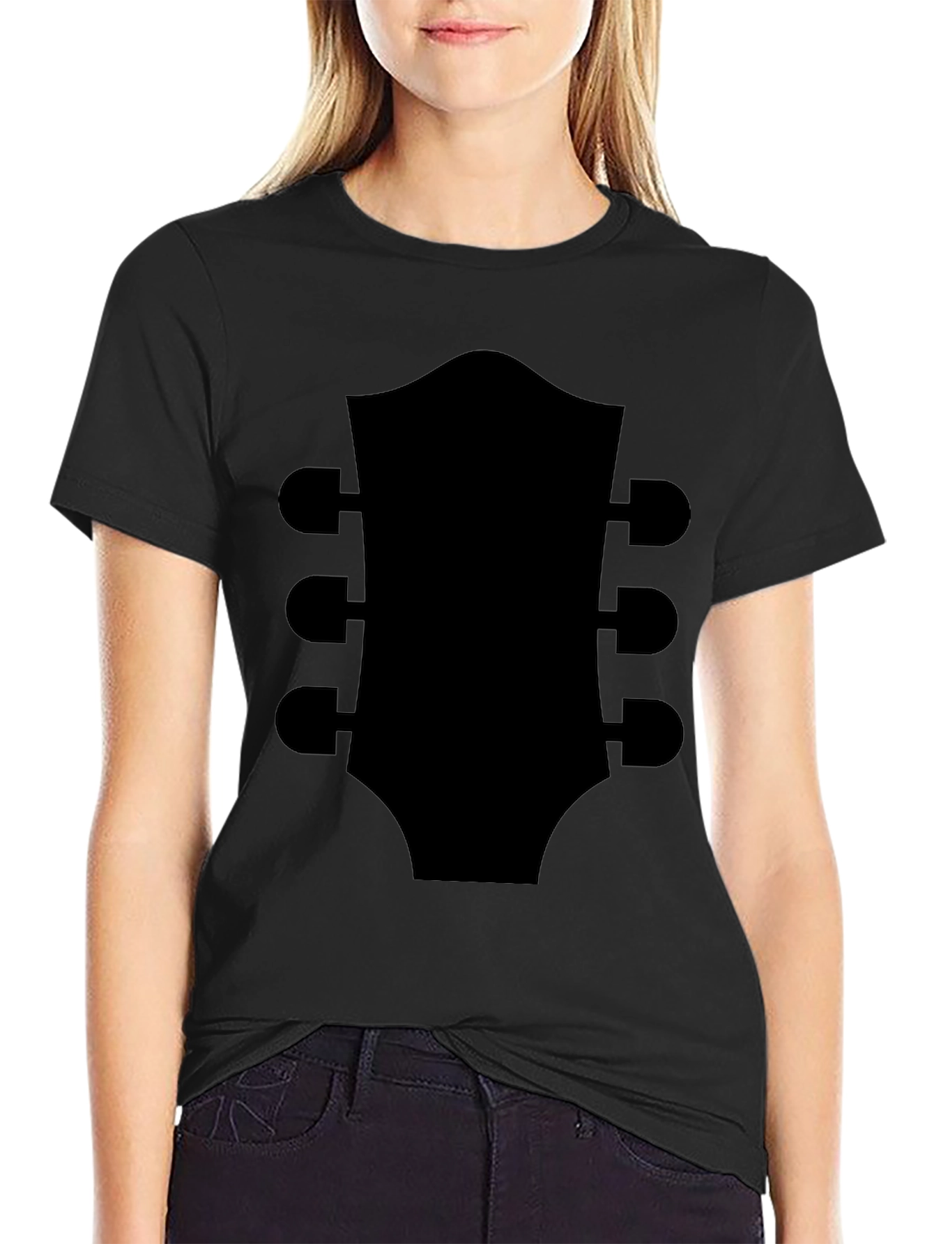 Guitar Headstock Graphic Tee - Musicians Black T-Shirt