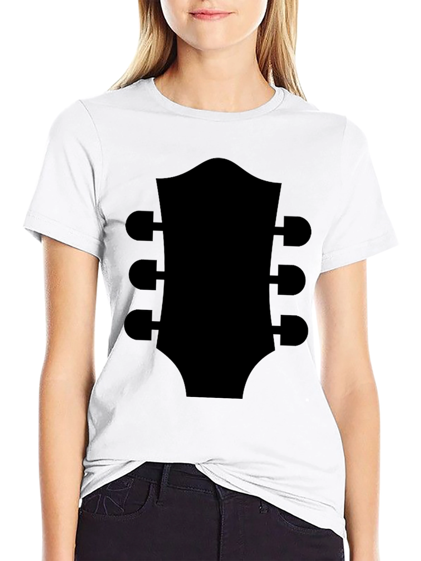Guitar Headstock Graphic Tee - Musicians Black T-Shirt