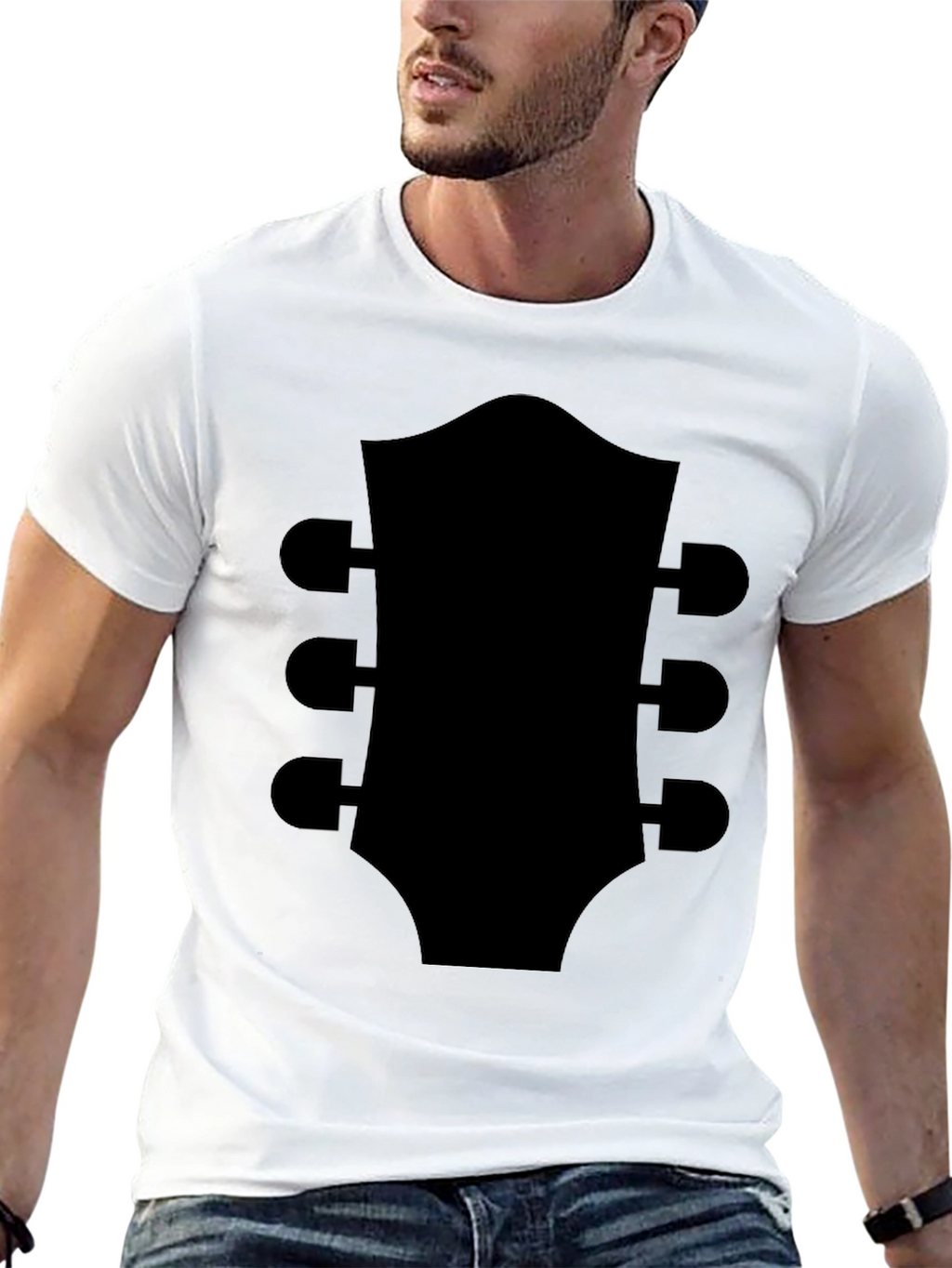 Guitar Headstock Graphic Tee - Musicians Black T-Shirt