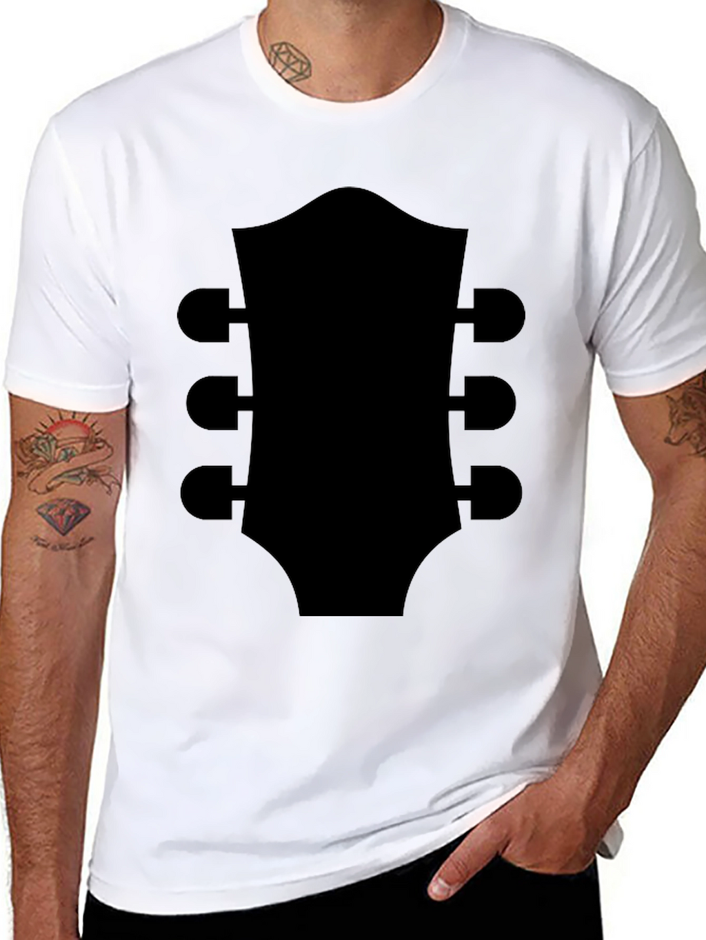 Guitar Headstock Graphic Tee - Musicians Black T-Shirt