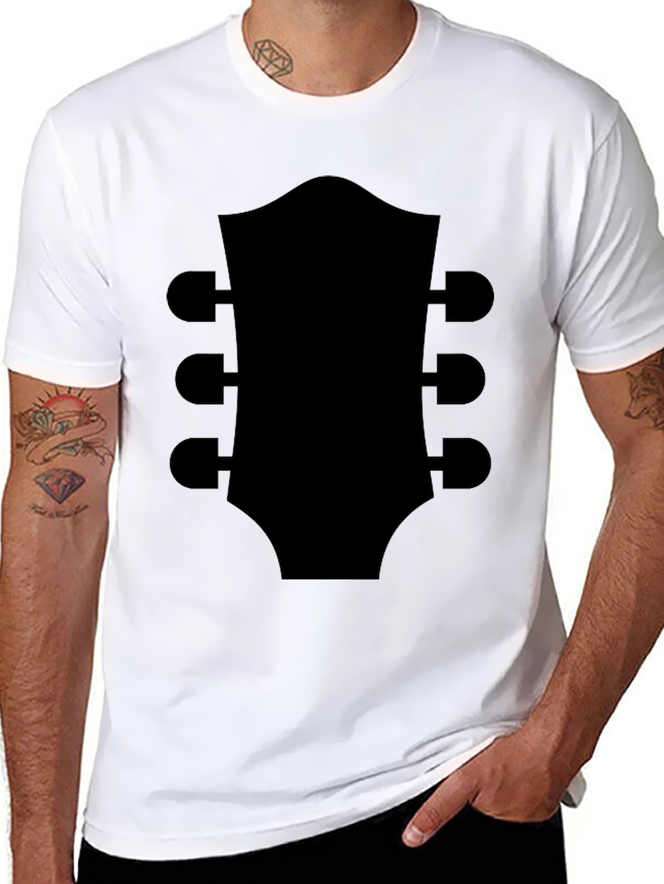 Guitar Headstock Graphic Tee - Musicians Black T-Shirt