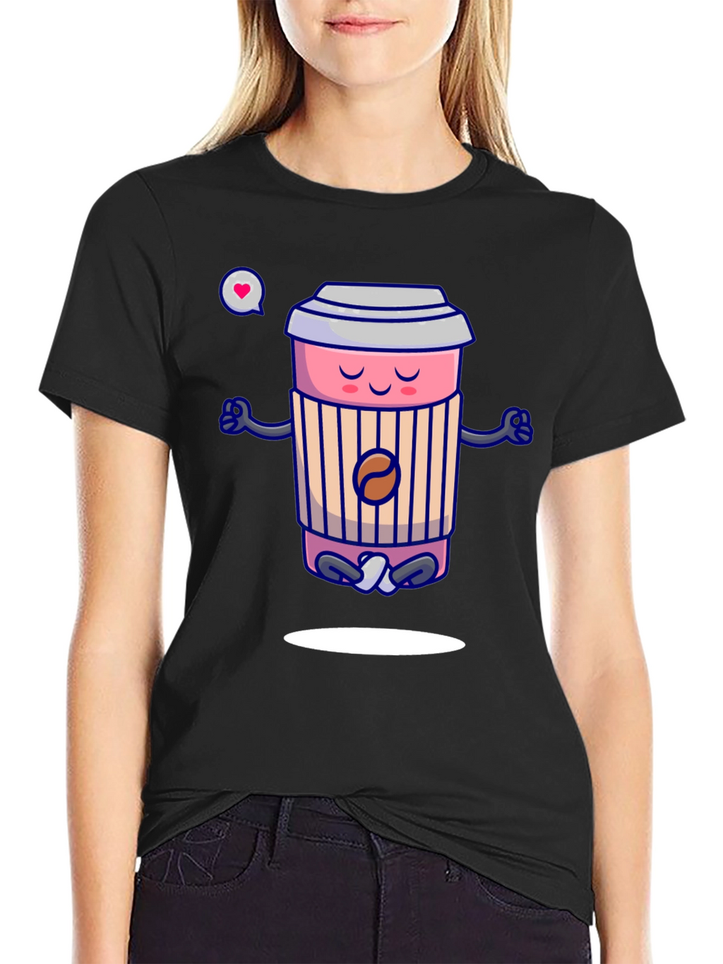 Zen Coffee Cup T-Shirt - Meditating Beverage Tee