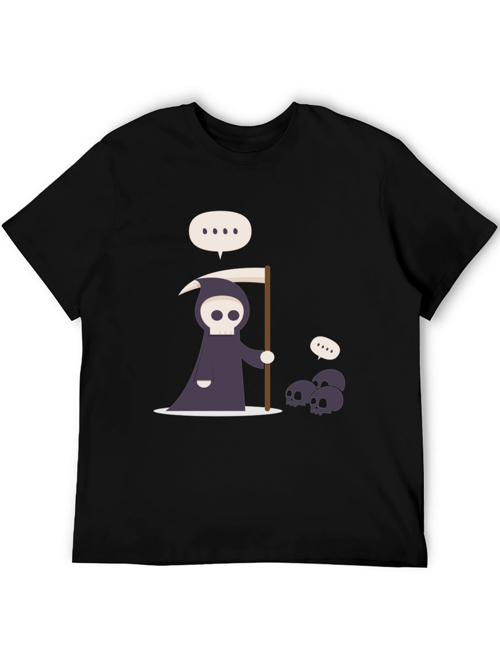 Cartoon Grim Reaper Black T-Shirt