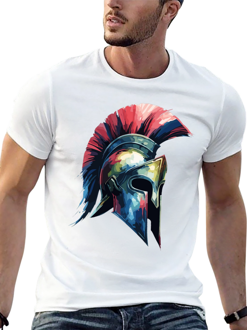 Spartan Helmet Graphic Tee - Black Cotton Blend