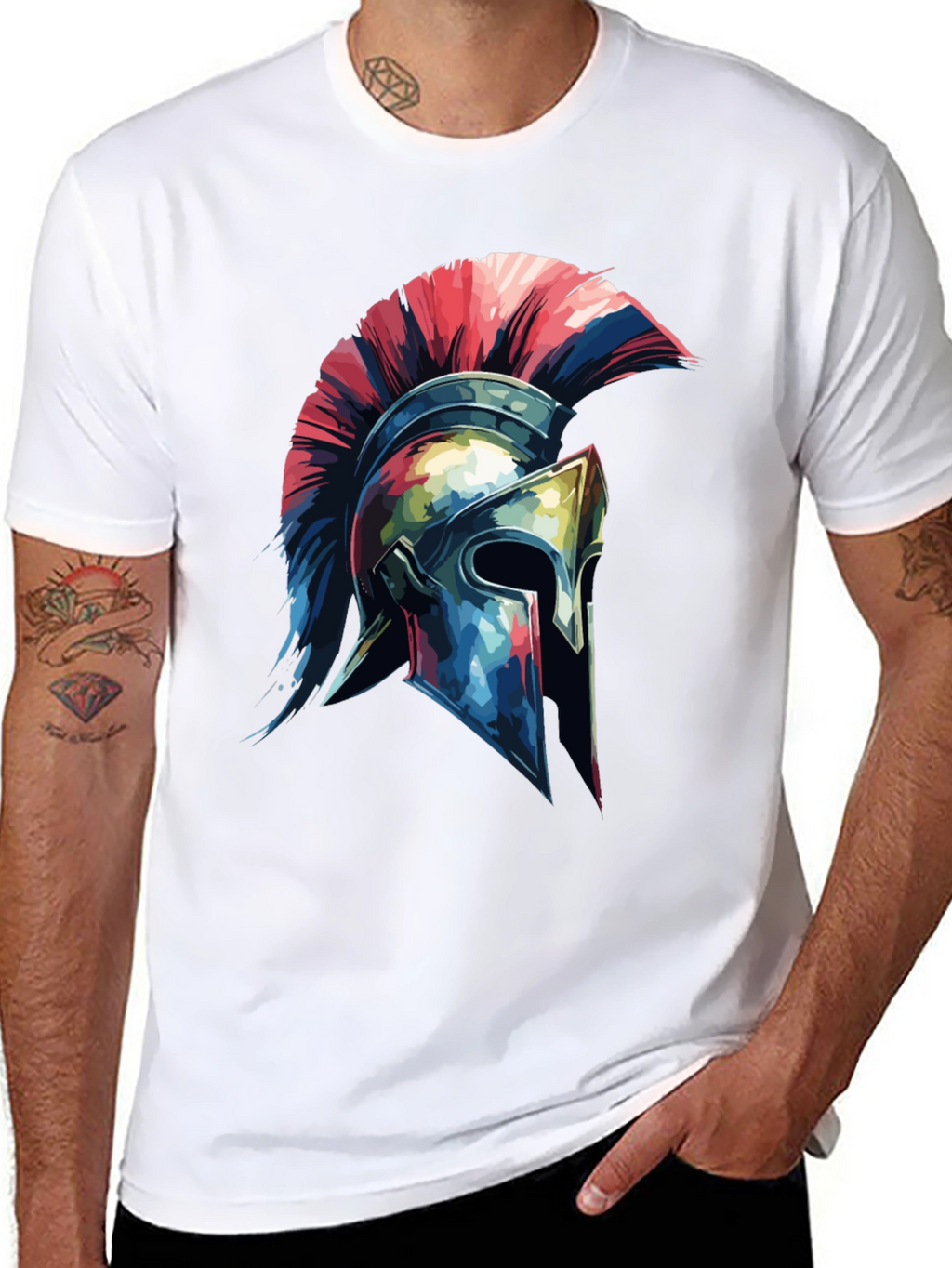 Spartan Helmet Graphic Tee - Black Cotton Blend