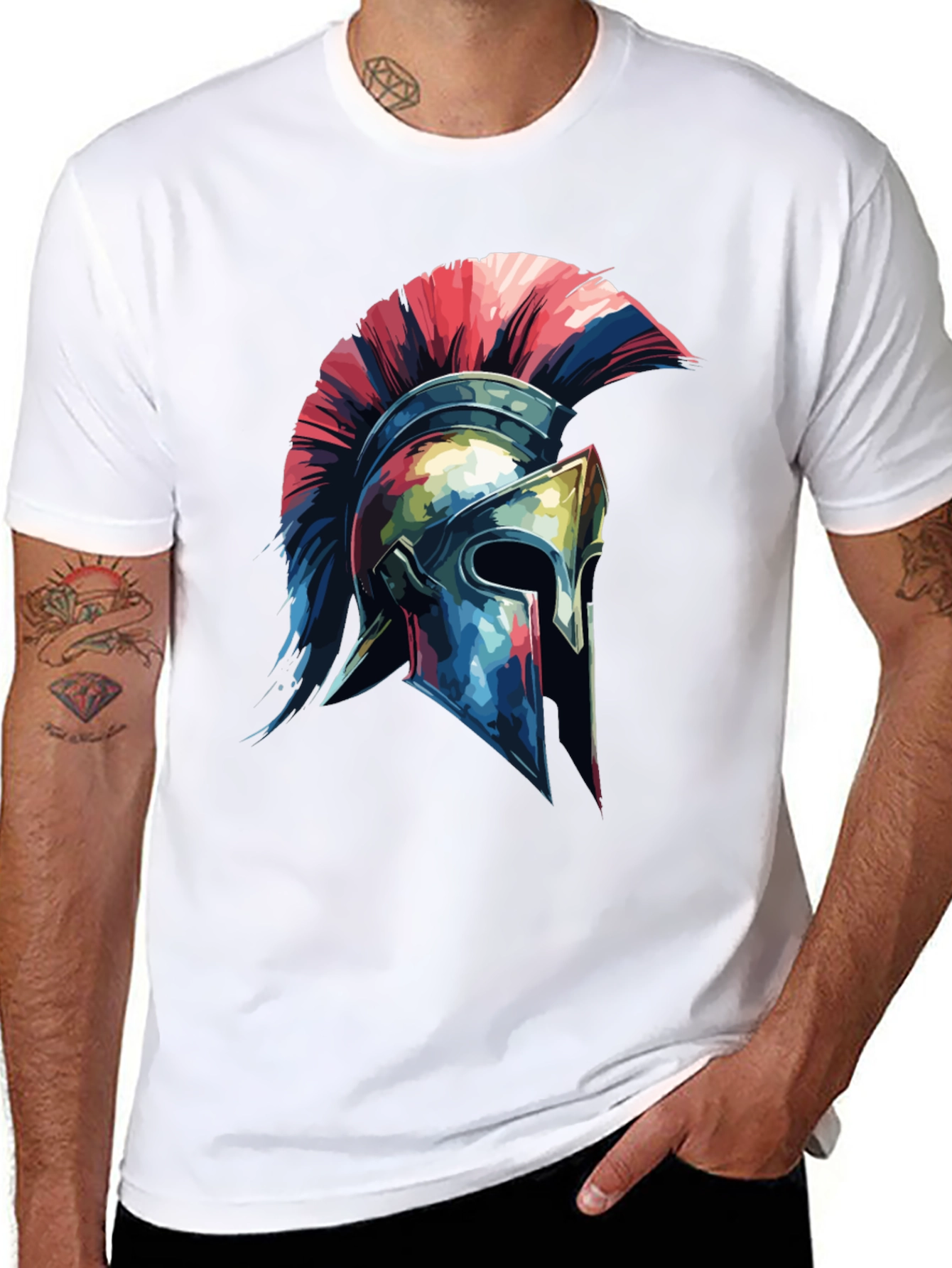 Spartan Helmet Graphic Tee - Black Cotton Blend