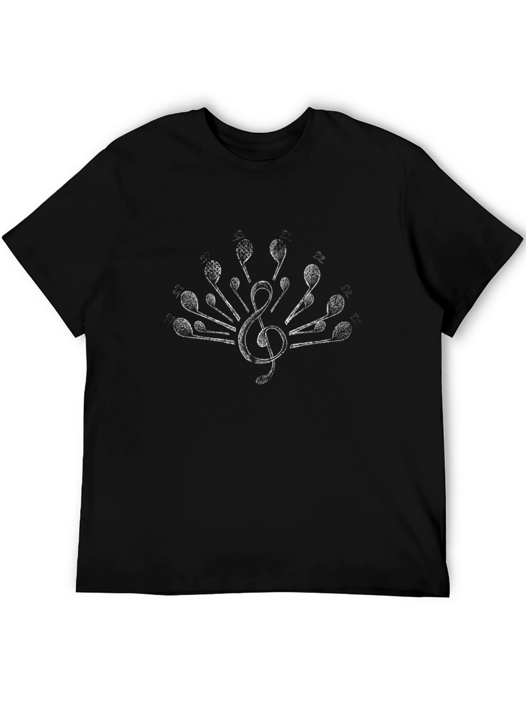 Musical Note Treble Clef Mens Black T-Shirt
