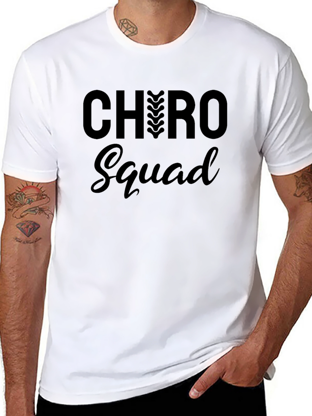 Chiro Squad Black T-Shirt Chiropractic Design