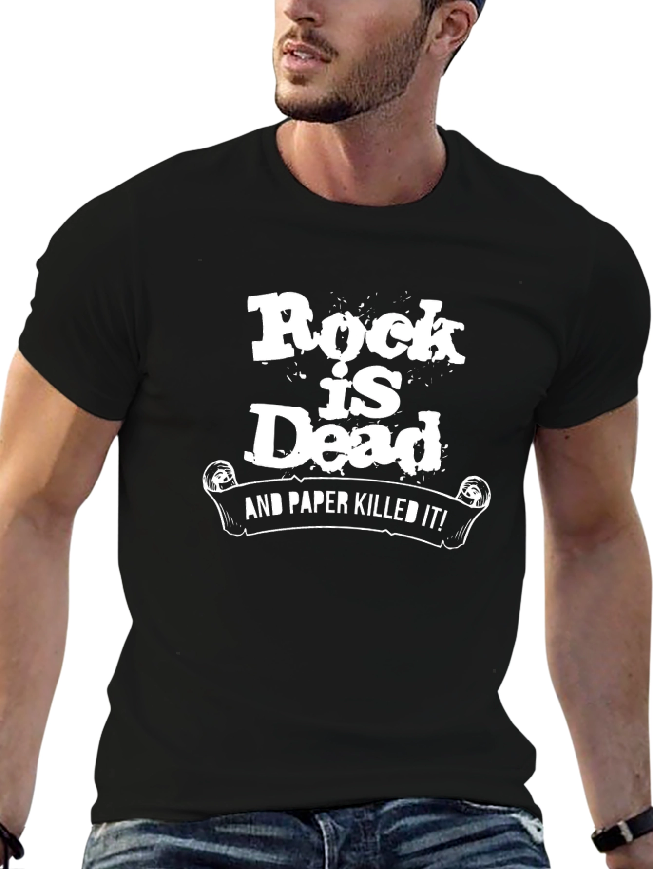 Rock is Dead T-Shirt - Paper Killed It Funny Tee