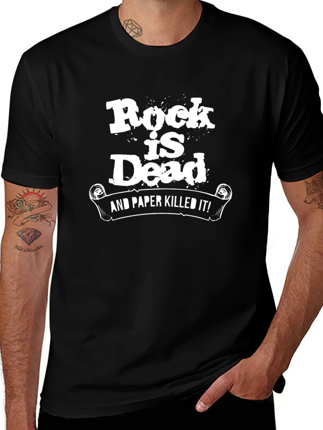 Rock is Dead T-Shirt - Paper Killed It Funny Tee