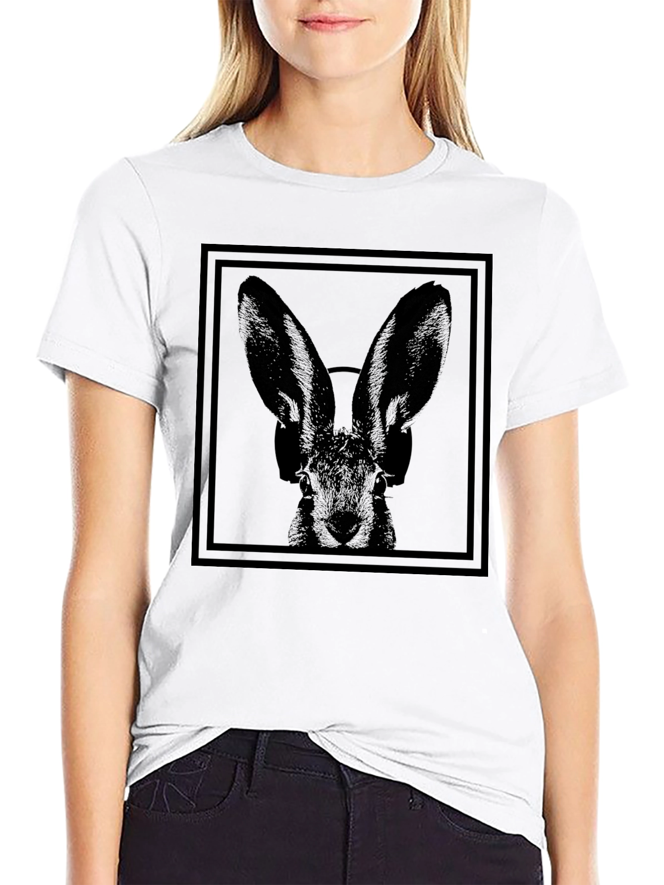 Rabbit DJ Graphic T-Shirt - Black