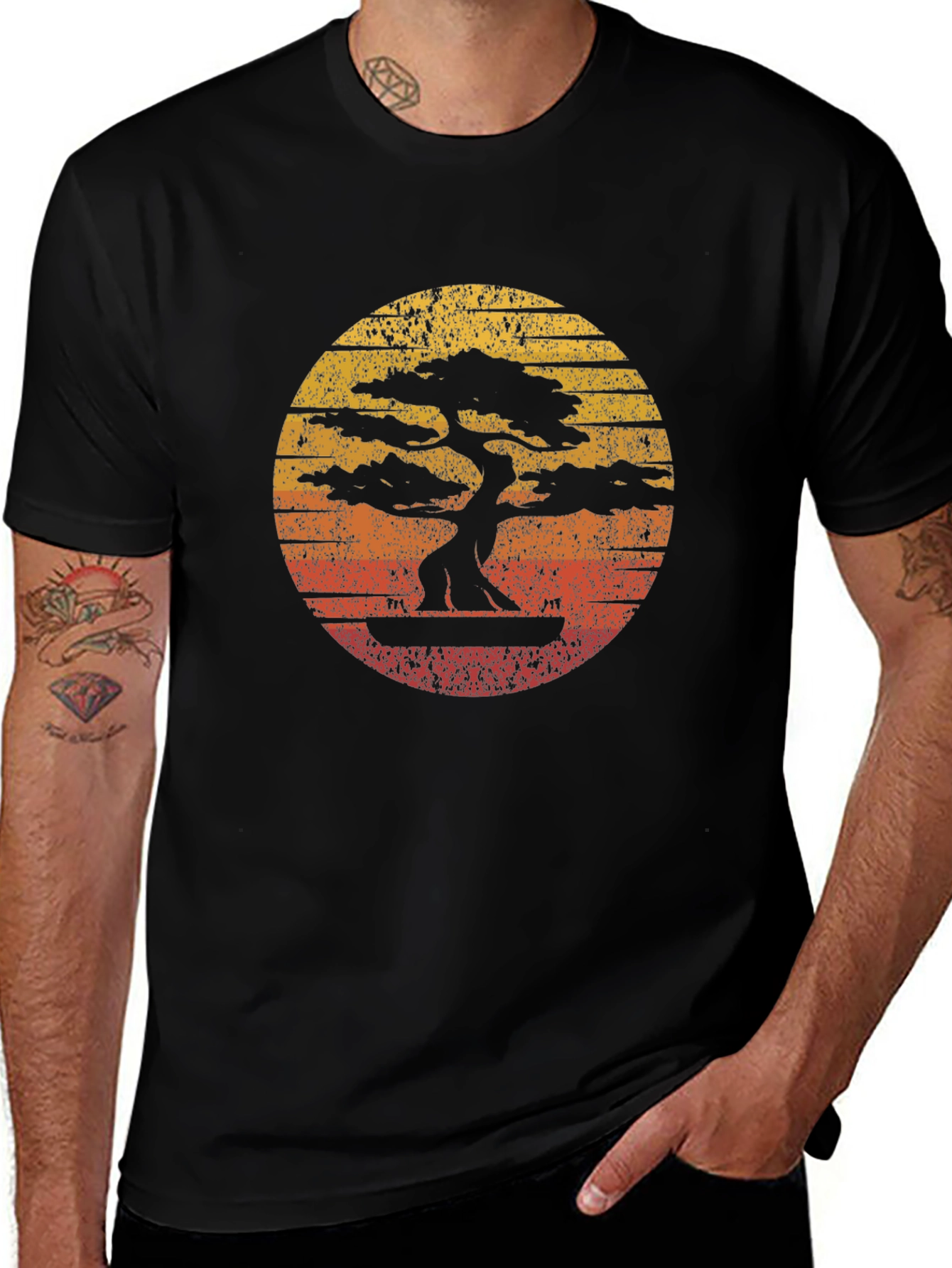Bonsai Tree Sunset T-Shirt - Vintage Style