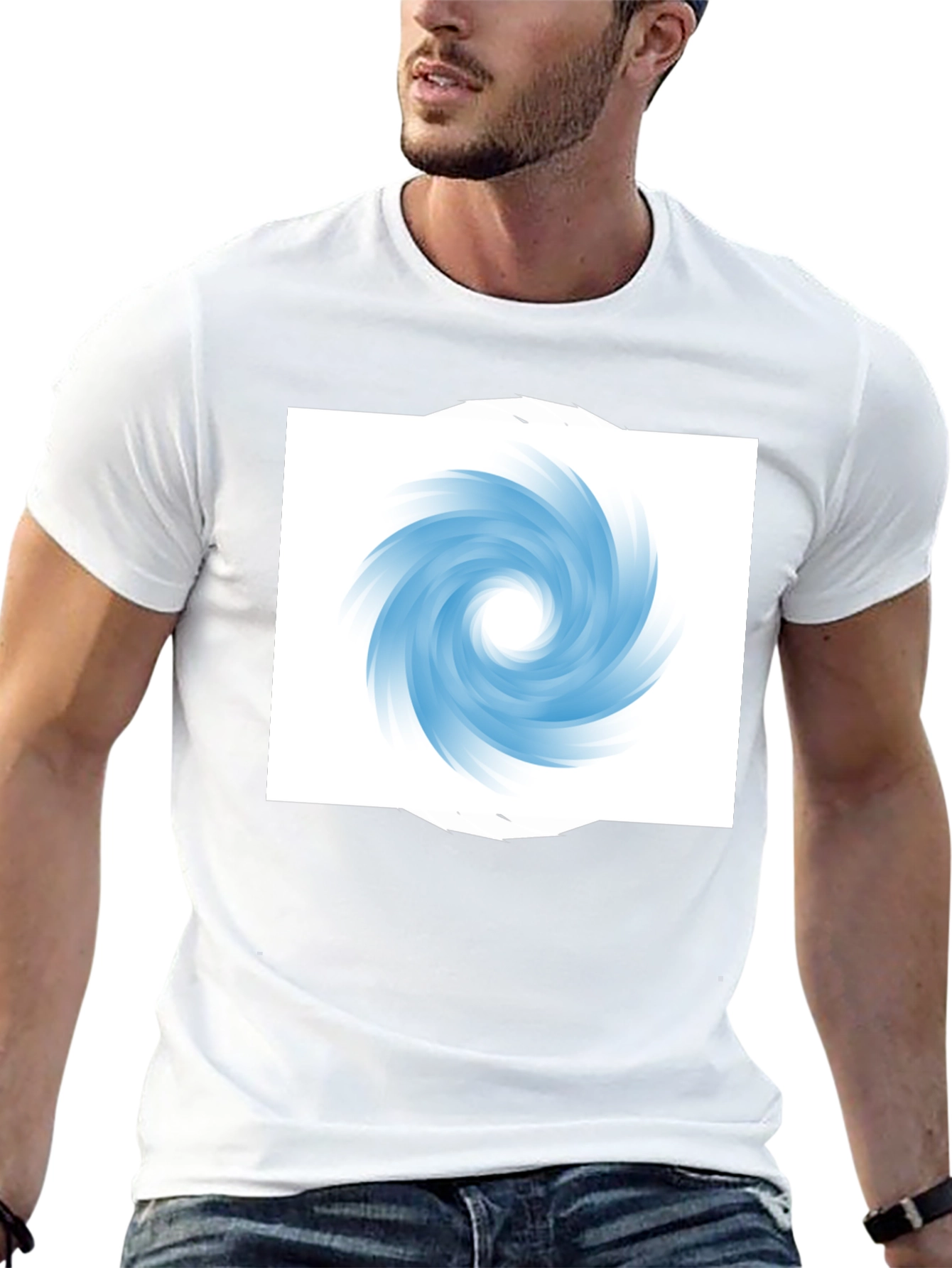 Black T-Shirt with Abstract Swirl Design