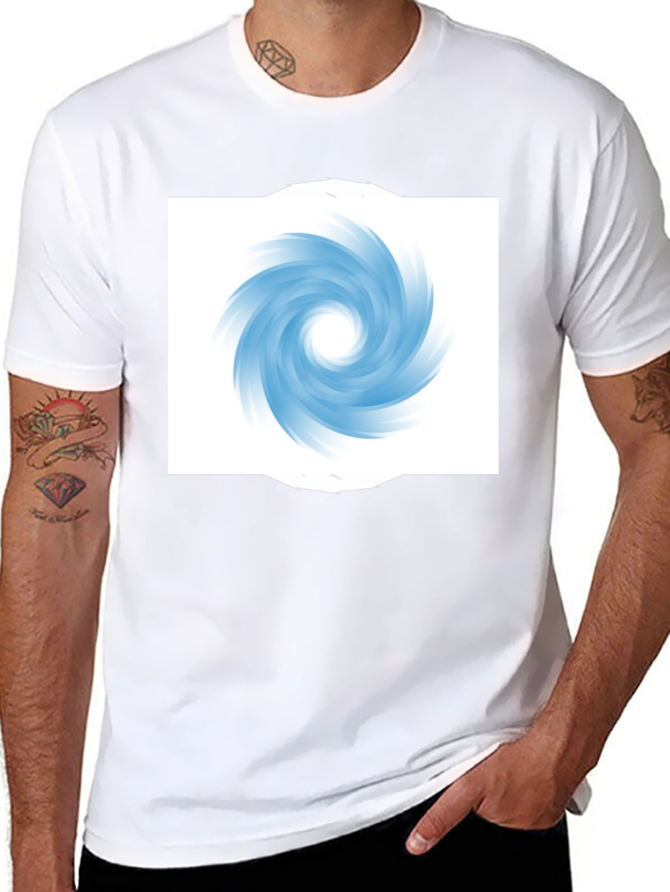 Black T-Shirt with Abstract Swirl Design