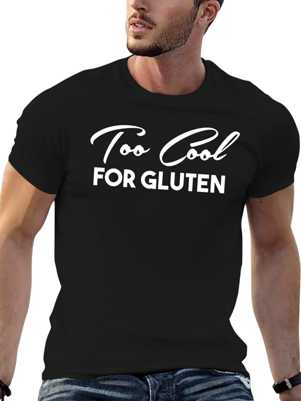 Too Cool For Gluten Black Graphic T-Shirt