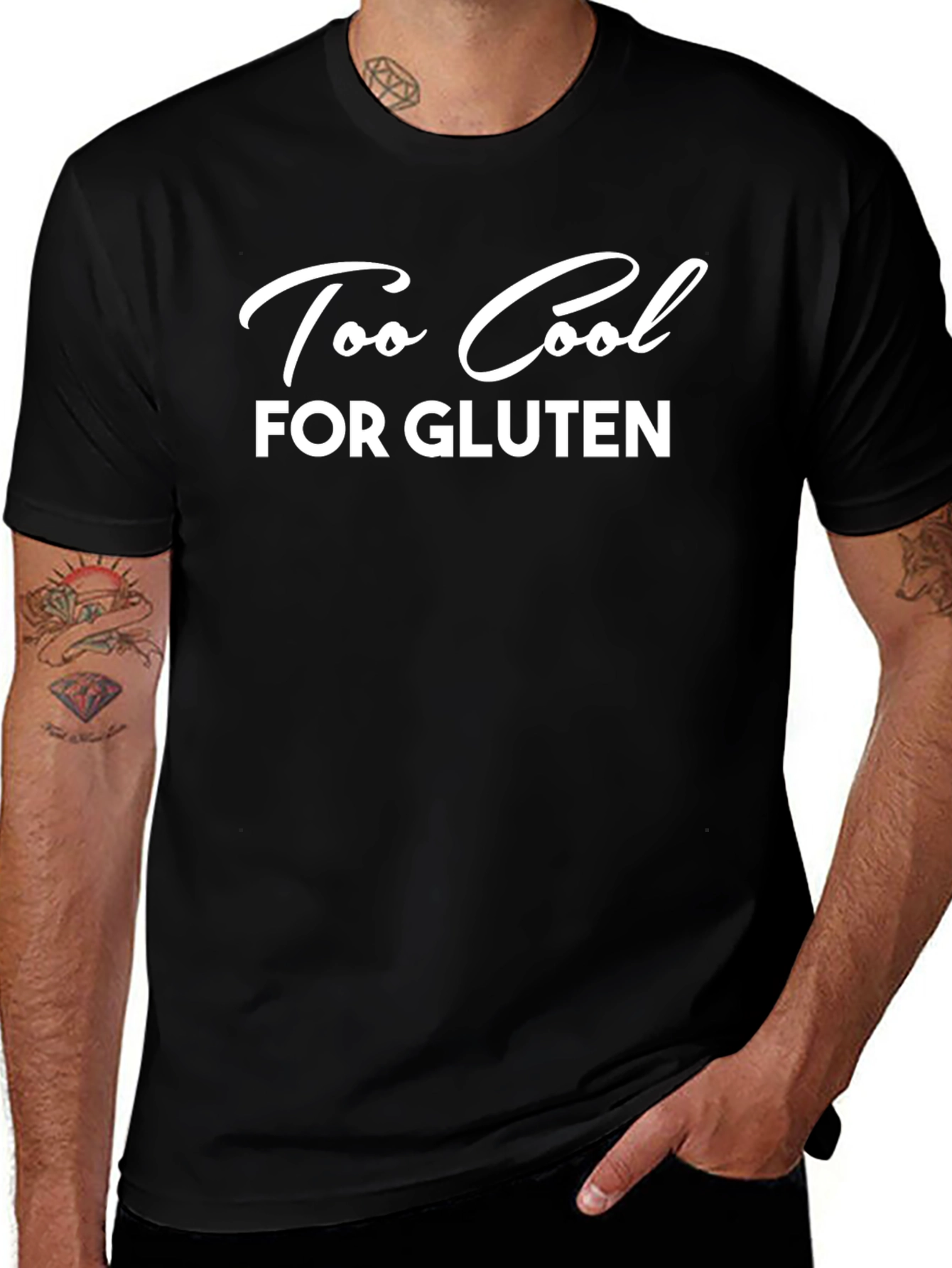 Too Cool For Gluten Black Graphic T-Shirt