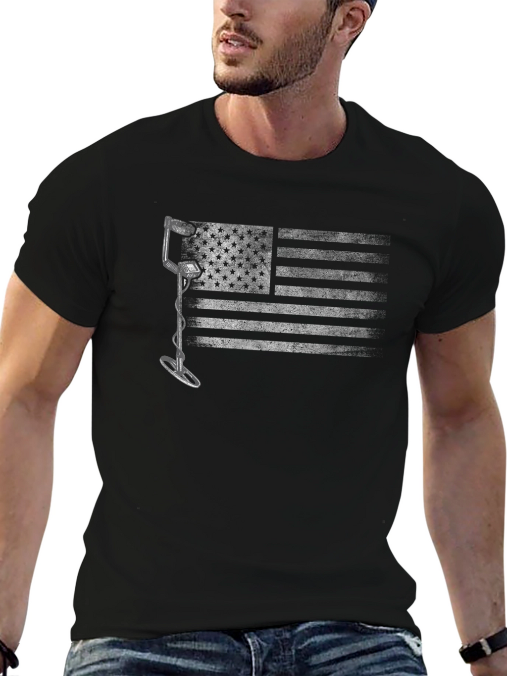 Metal Detecting American Flag T-Shirt