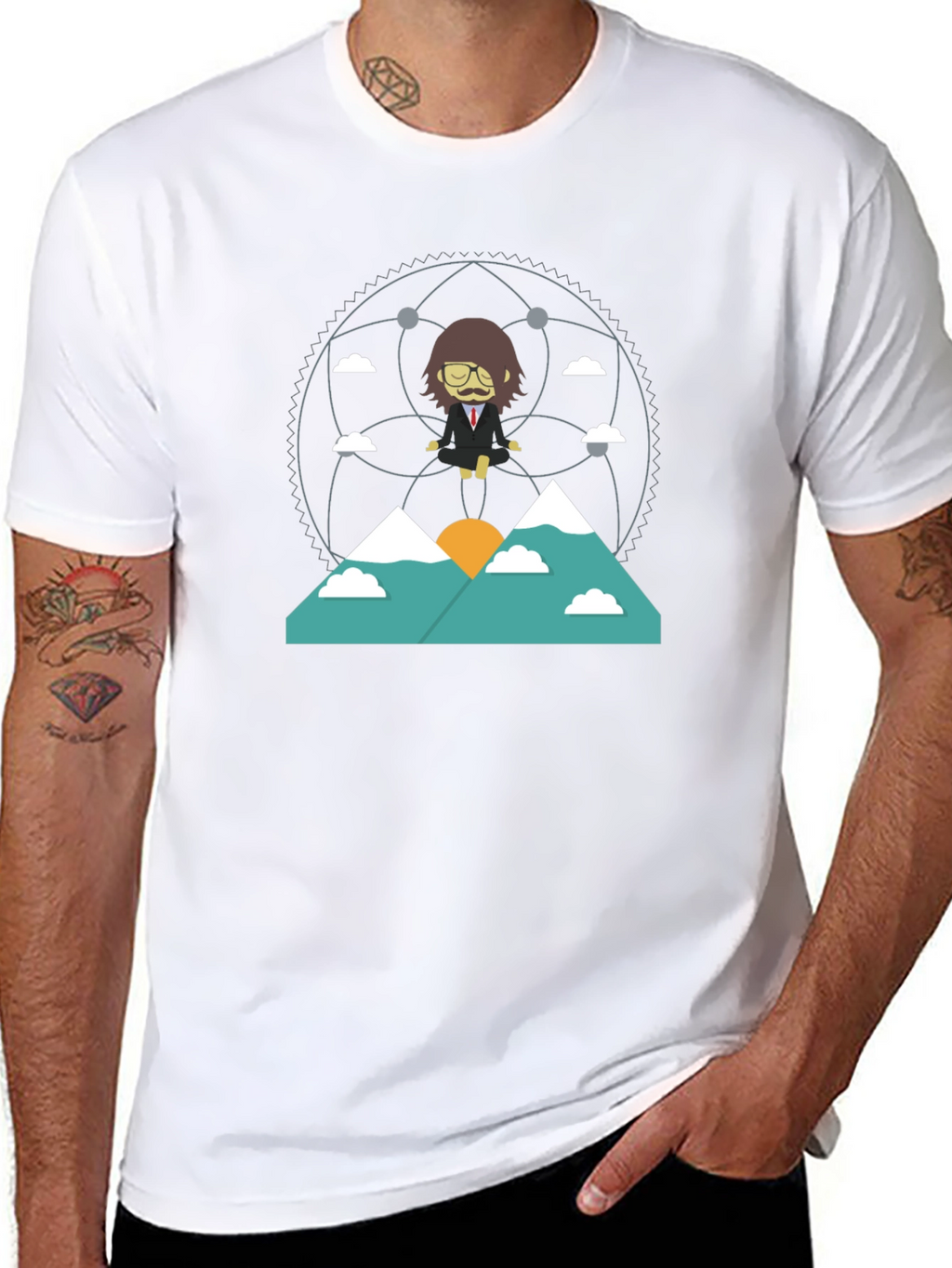 Zen Mountain Cartoon Graphic Tee