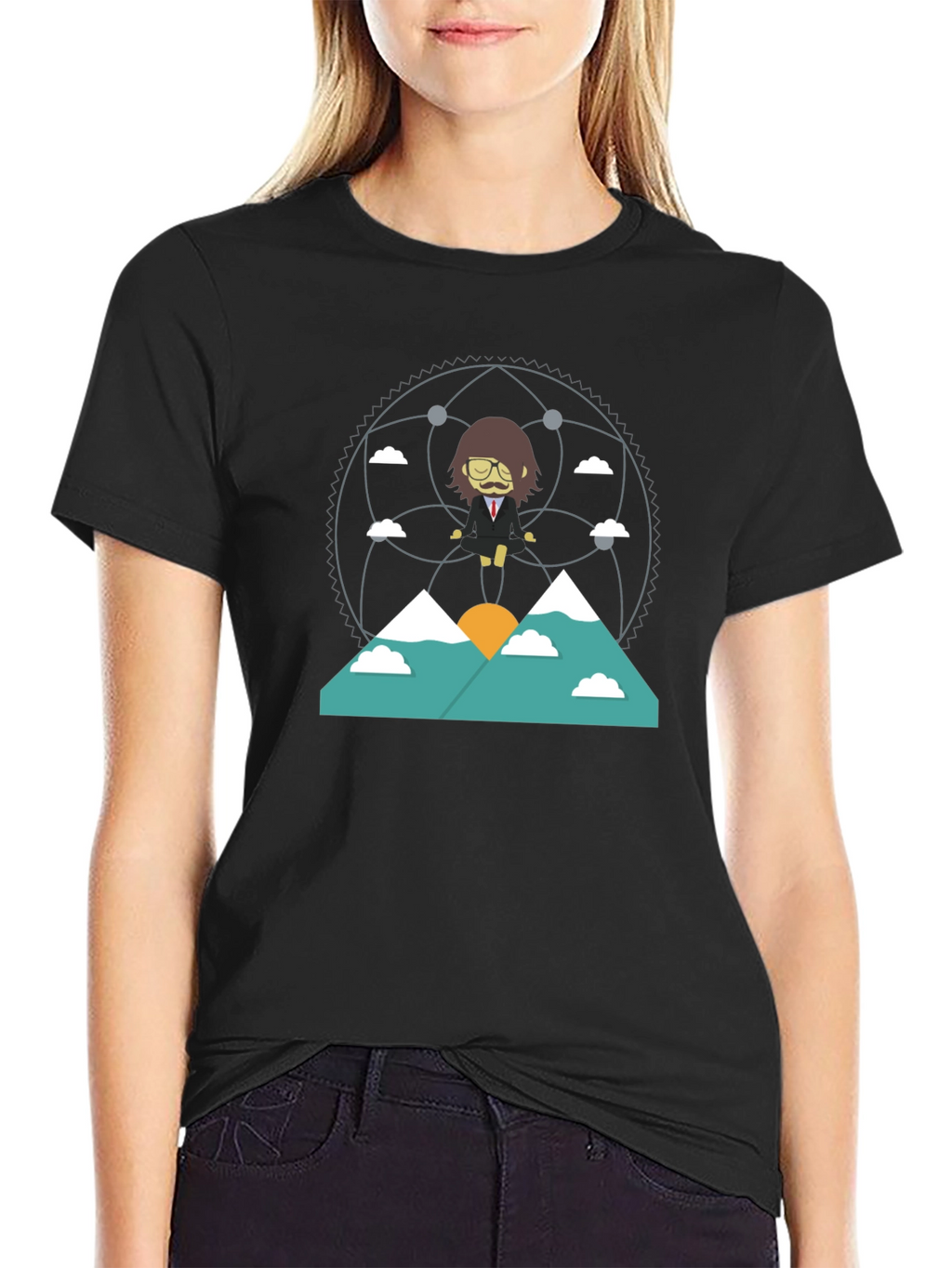 Zen Mountain Cartoon Graphic Tee