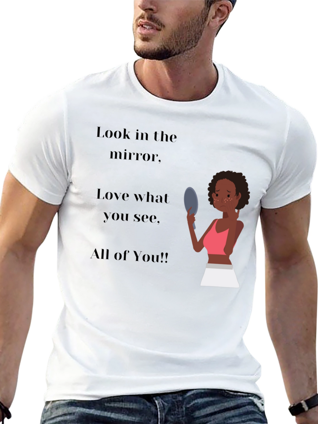 Empowering Black T-Shirt: Love the Mirror You See