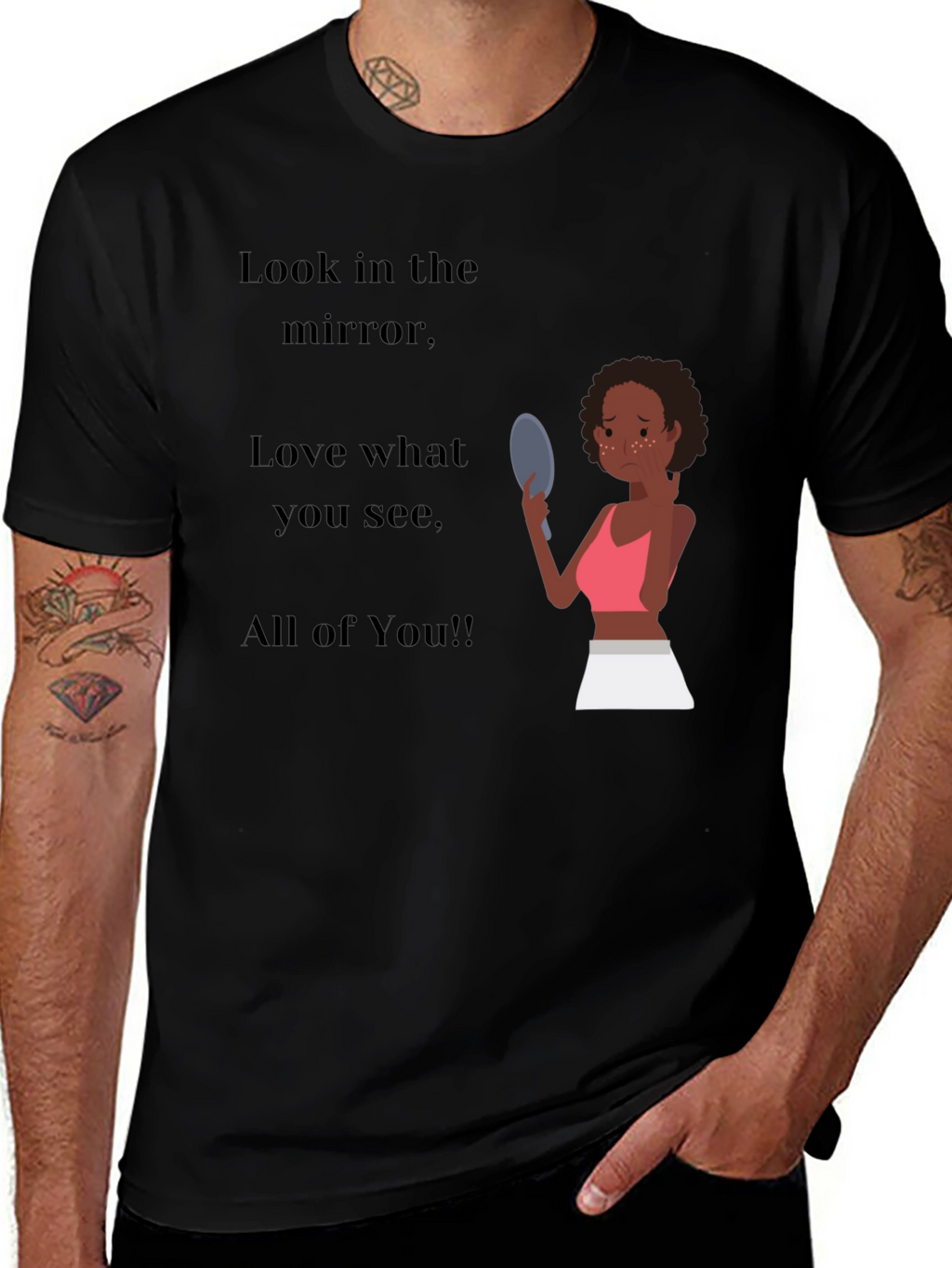 Empowering Black T-Shirt: Love the Mirror You See