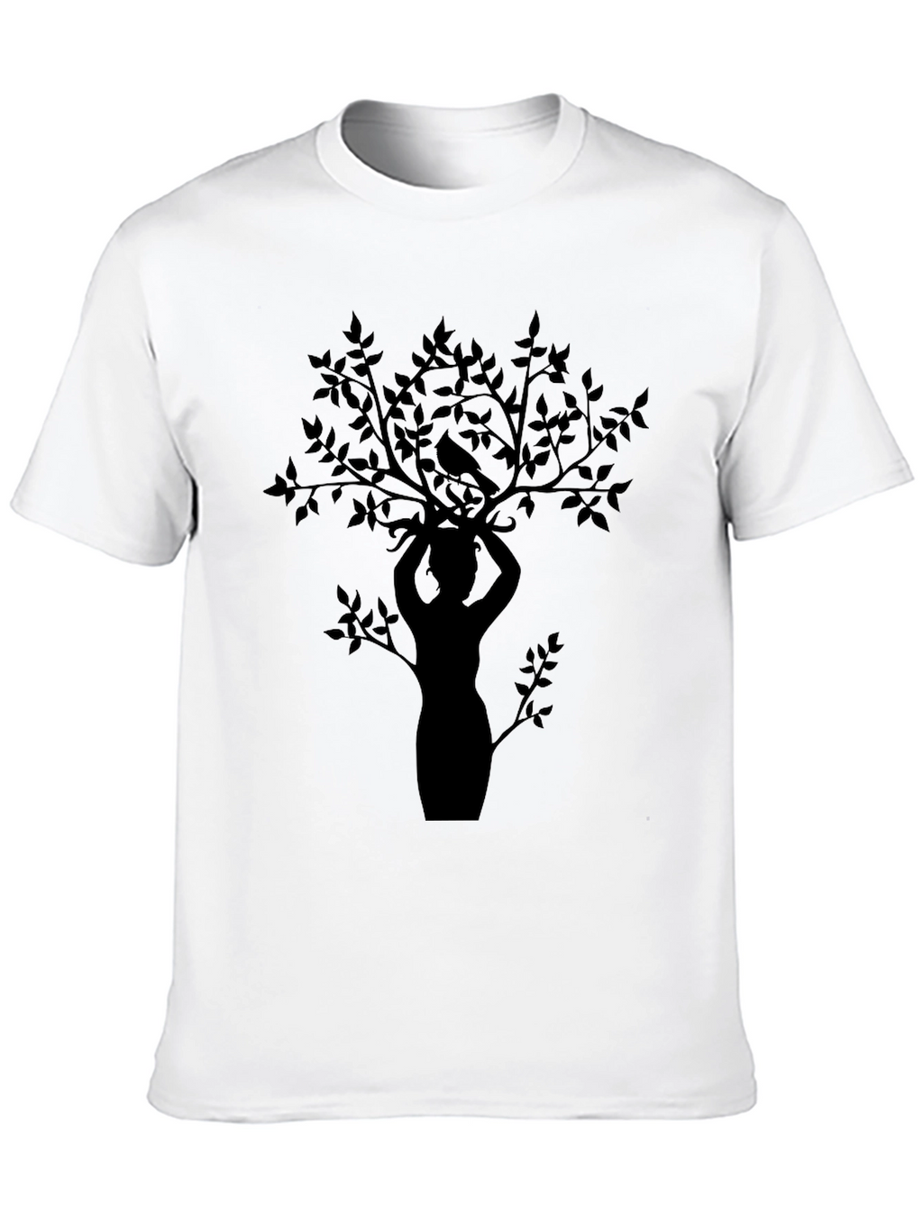 Nature Silhouette Graphic Tee - Black Cotton Blend