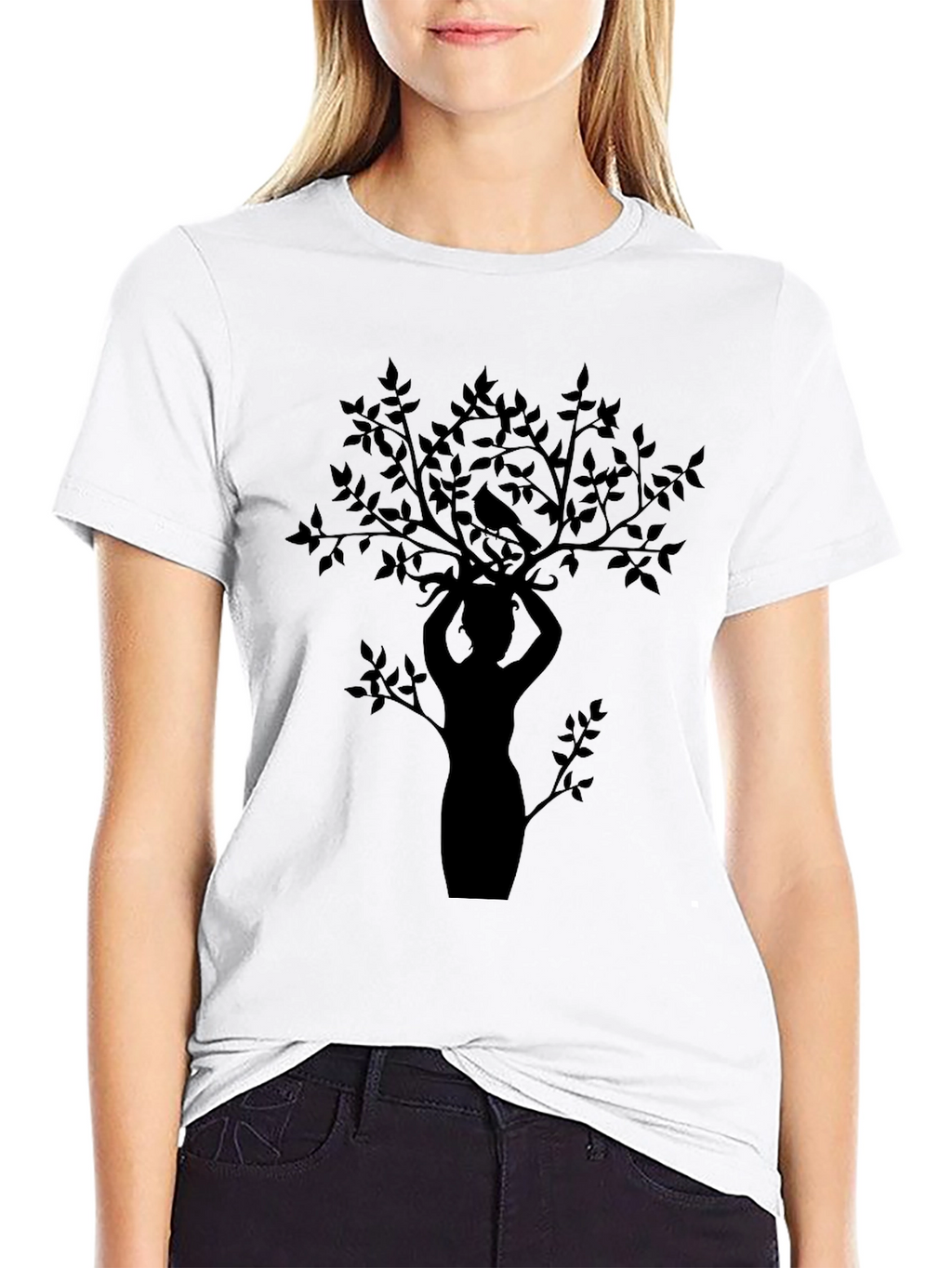 Nature Silhouette Graphic Tee - Black Cotton Blend