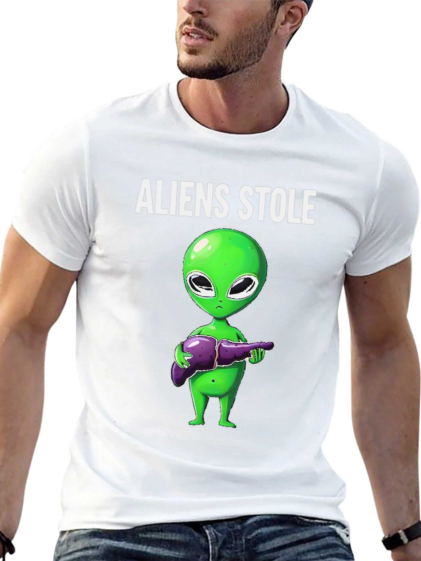 Aliens Stole My Liver Graphic T-Shirt