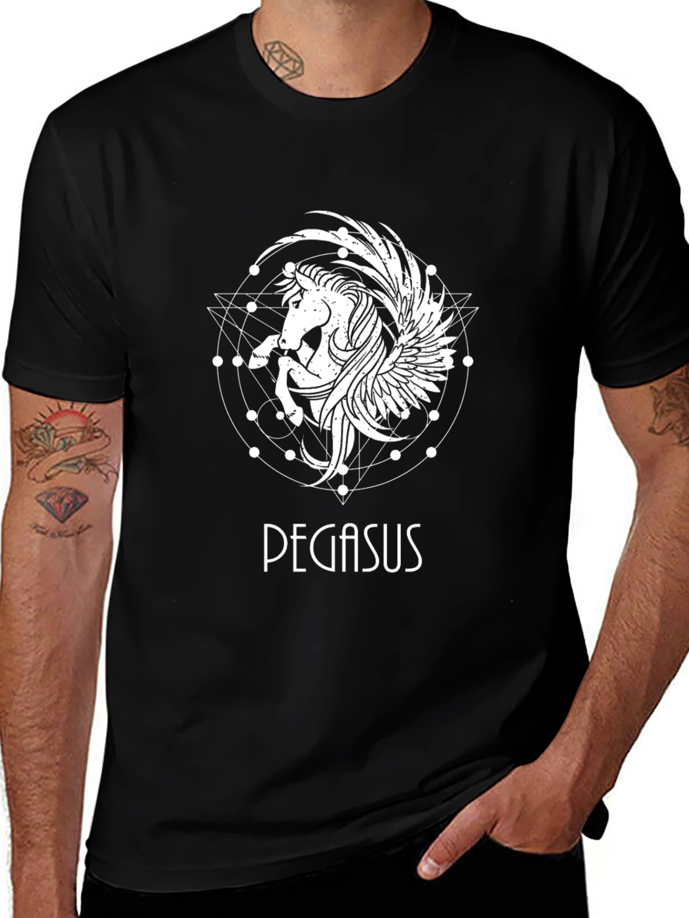 Pegasus Graphic Tee - Stylish Black T-Shirt
