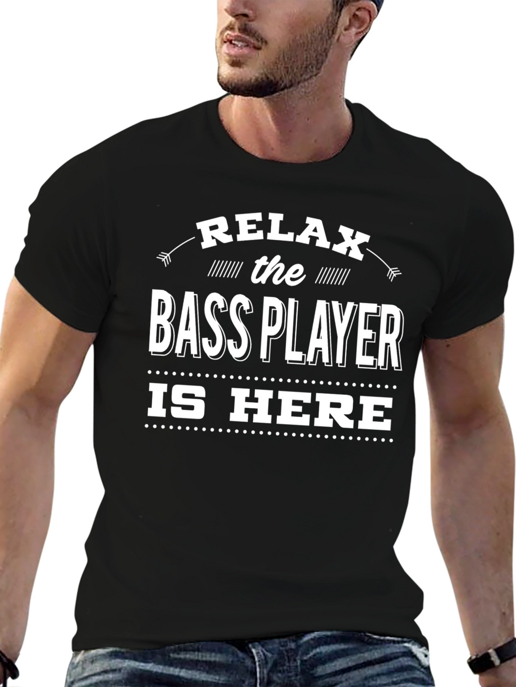 Relax Bass Player Is Here Black Graphic T-Shirt