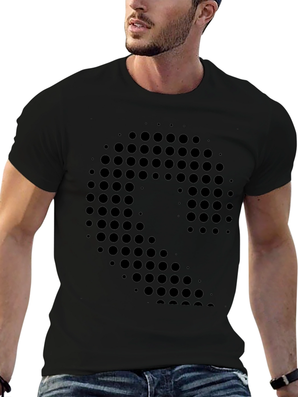 Modern Graphic Print Black T-Shirt
