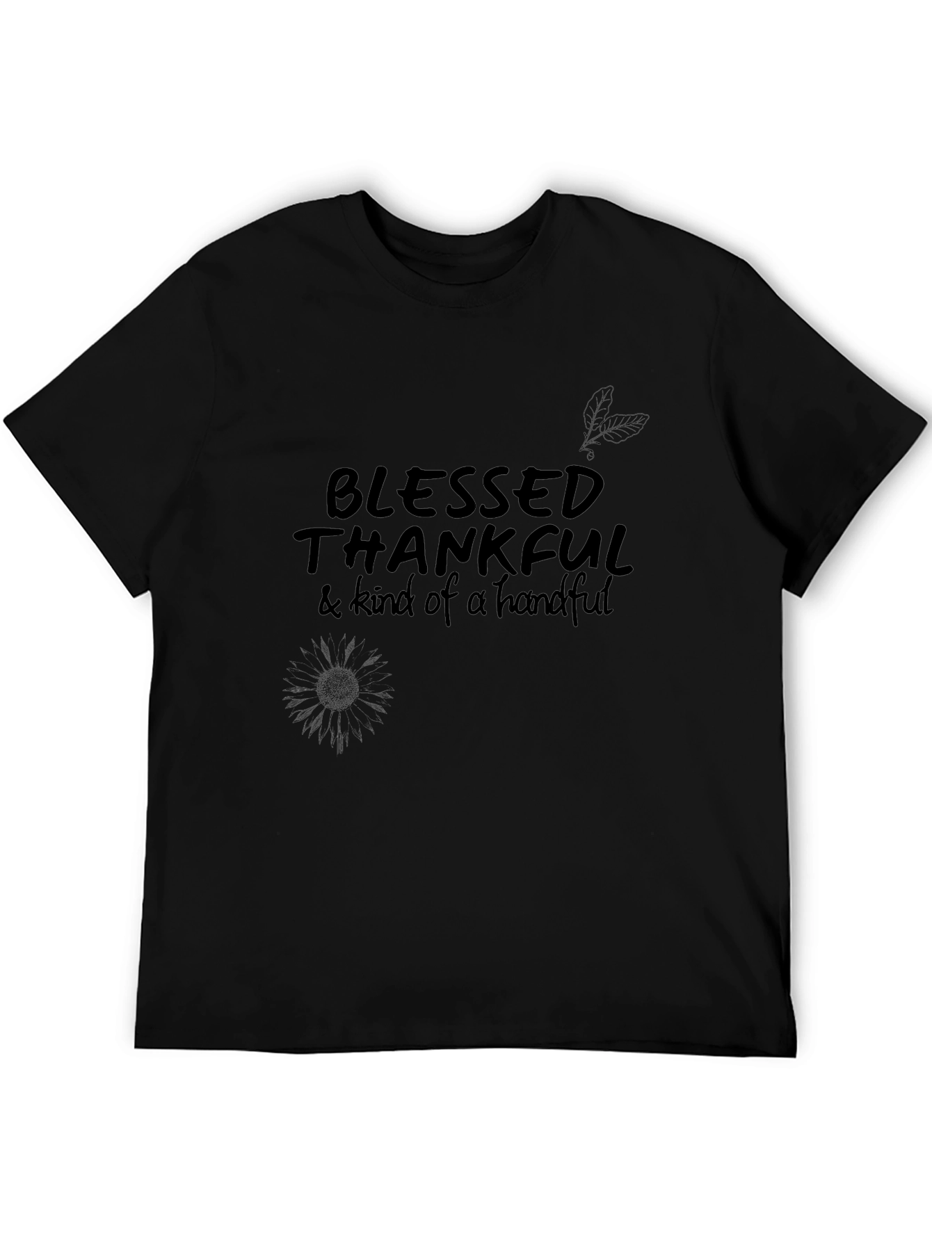 Blessed Thankful Graphic Tee - Black