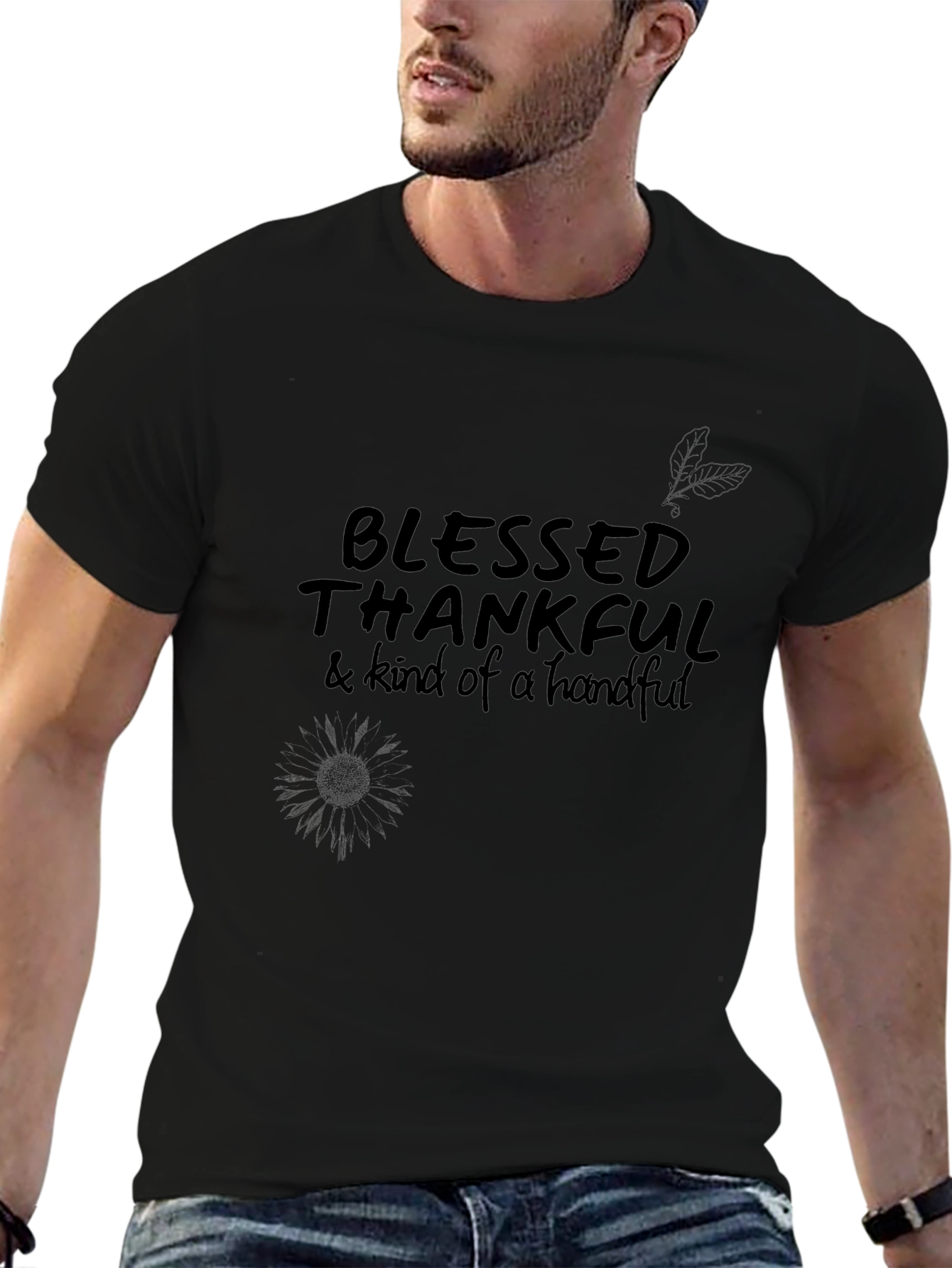 Blessed Thankful Graphic Tee - Black