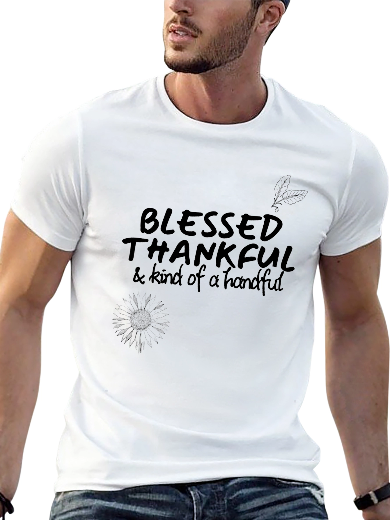 Blessed Thankful Graphic Tee - Black