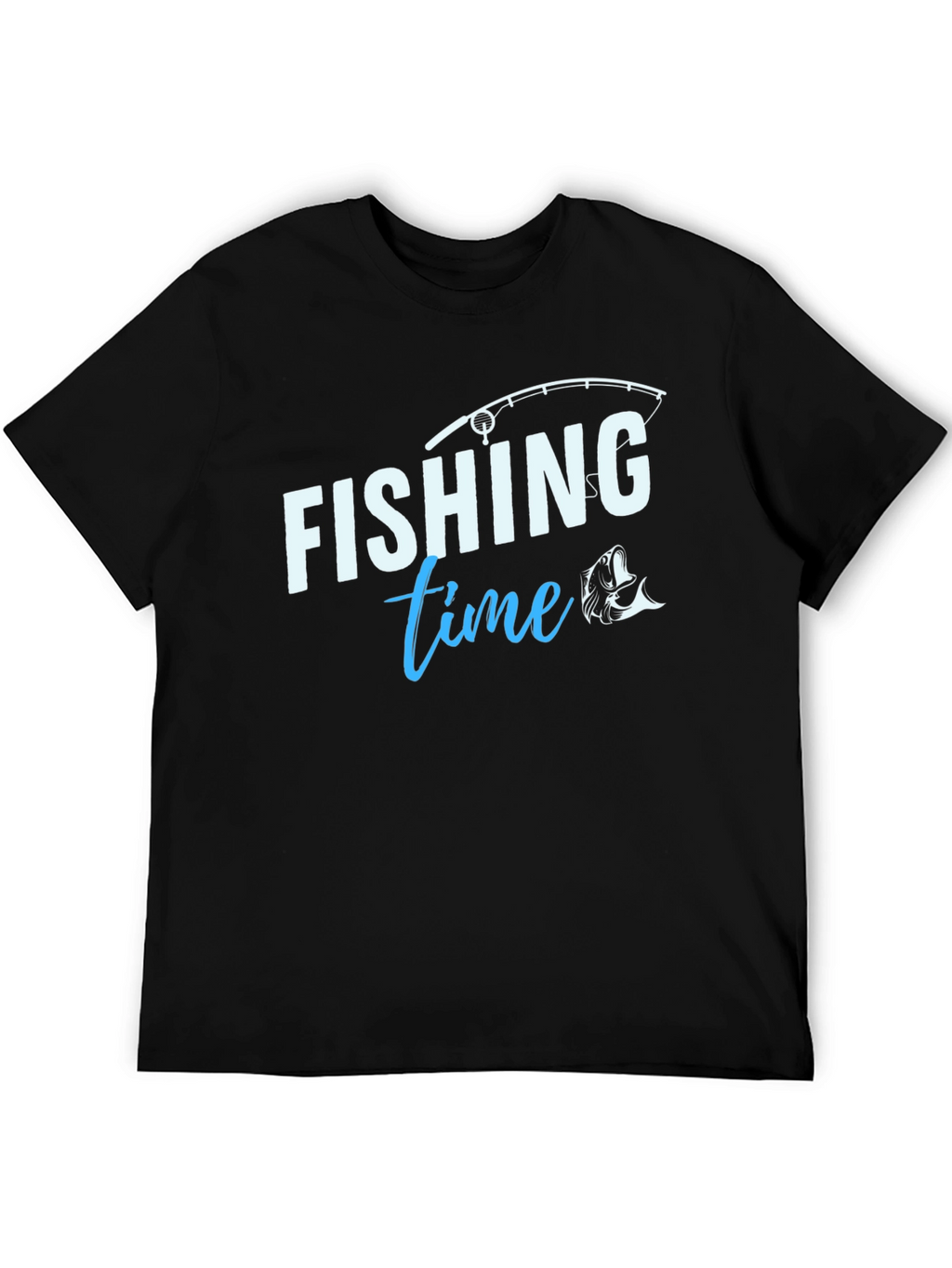 Fishing Time T-Shirt - Black Crew Neck Tee